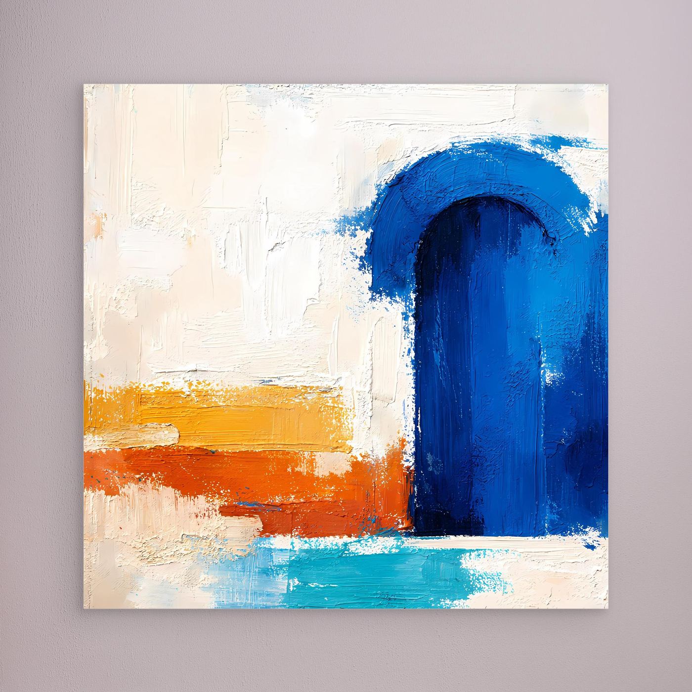 Leinwand Blauer Marokkanischer Torbogen | Abstraktes Orientalisches Wandbild