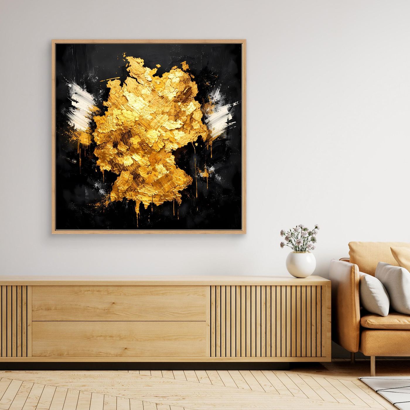 Leinwand Elegante Deutschlandkarte in Gold & Schwarz | Modernes Abstraktes Wandbild