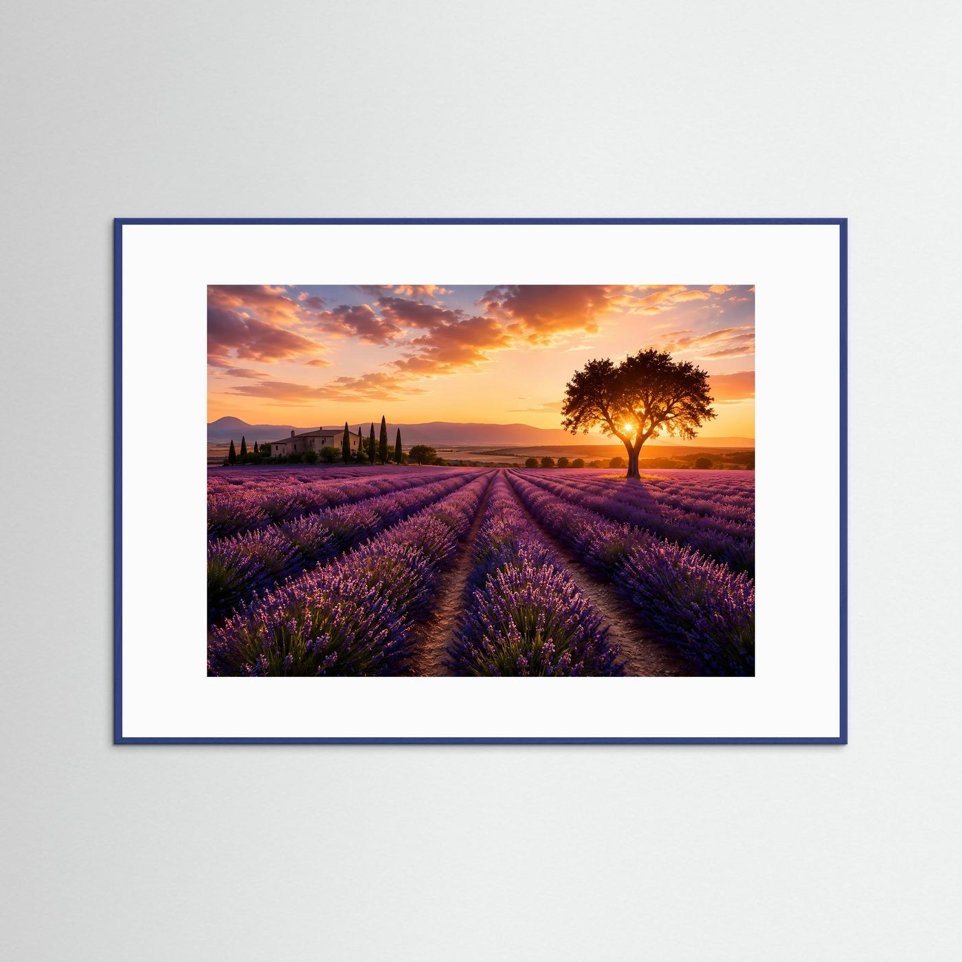 Lavendelzauber in der Provence | Romantisches Sonnenuntergang Poster im Querformat