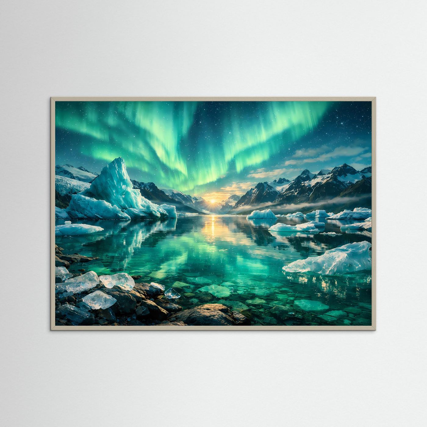 Magische Polarlichter über der Gletscherlandschaft | Natur & Nordlicht-Wandbild