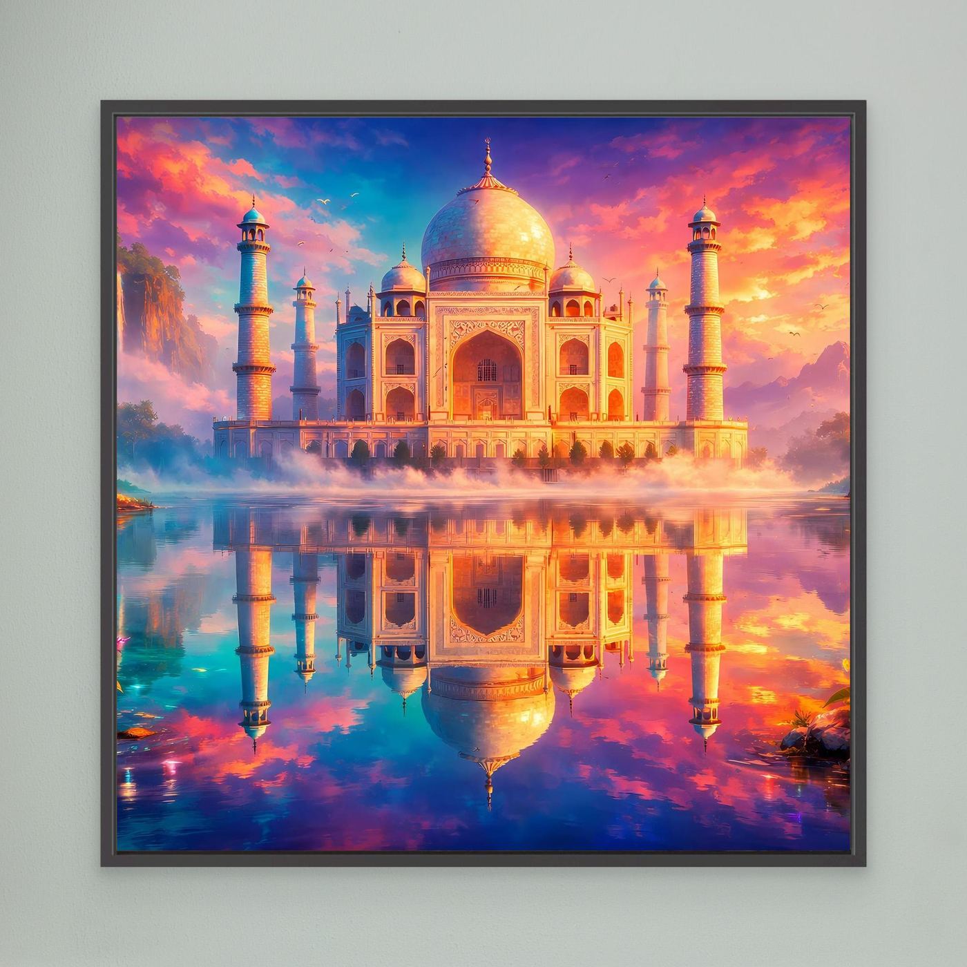 Leinwandbild Magisches Taj Mahal | Orientalisches Palast Wandbild auf echtem Holzkeilrahmen