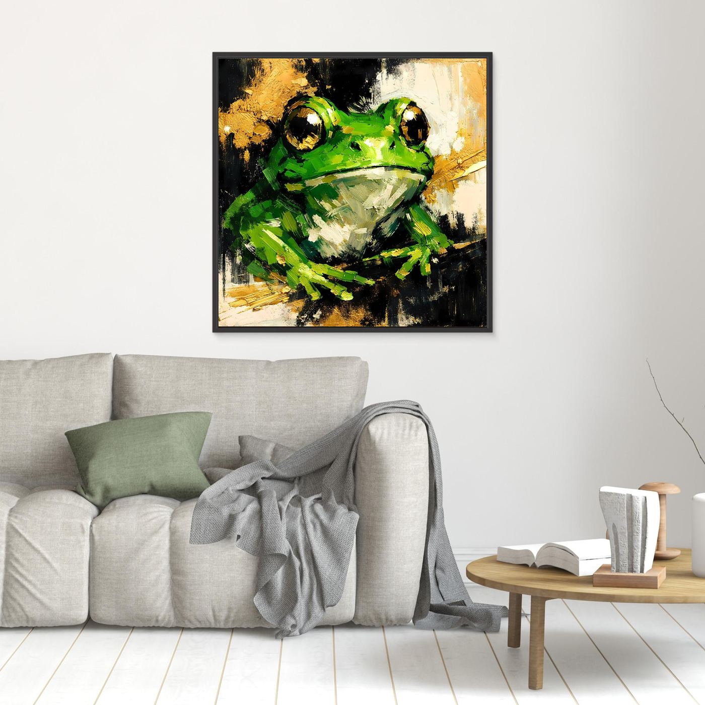 Leinwand Farbenfroher Grüner Frosch | Abstraktes Tier Wandbild