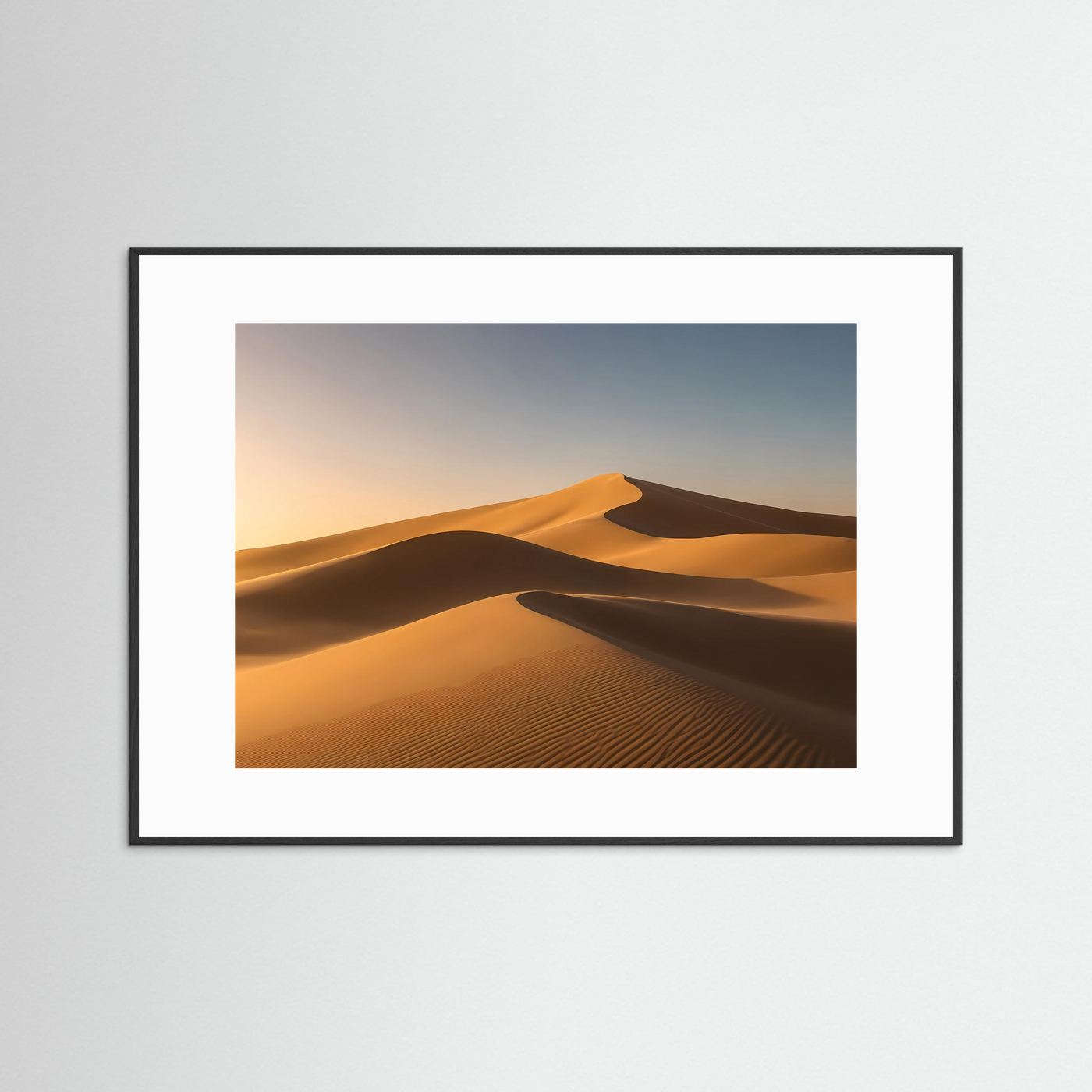 Wüste Poster Querformat | Wüste Poster Querformat | Goldene Sanddünen im warmen AbendlichtSchwarz Weiß Sanddünen mit Milchstraße & Sternenhimmel - Copy