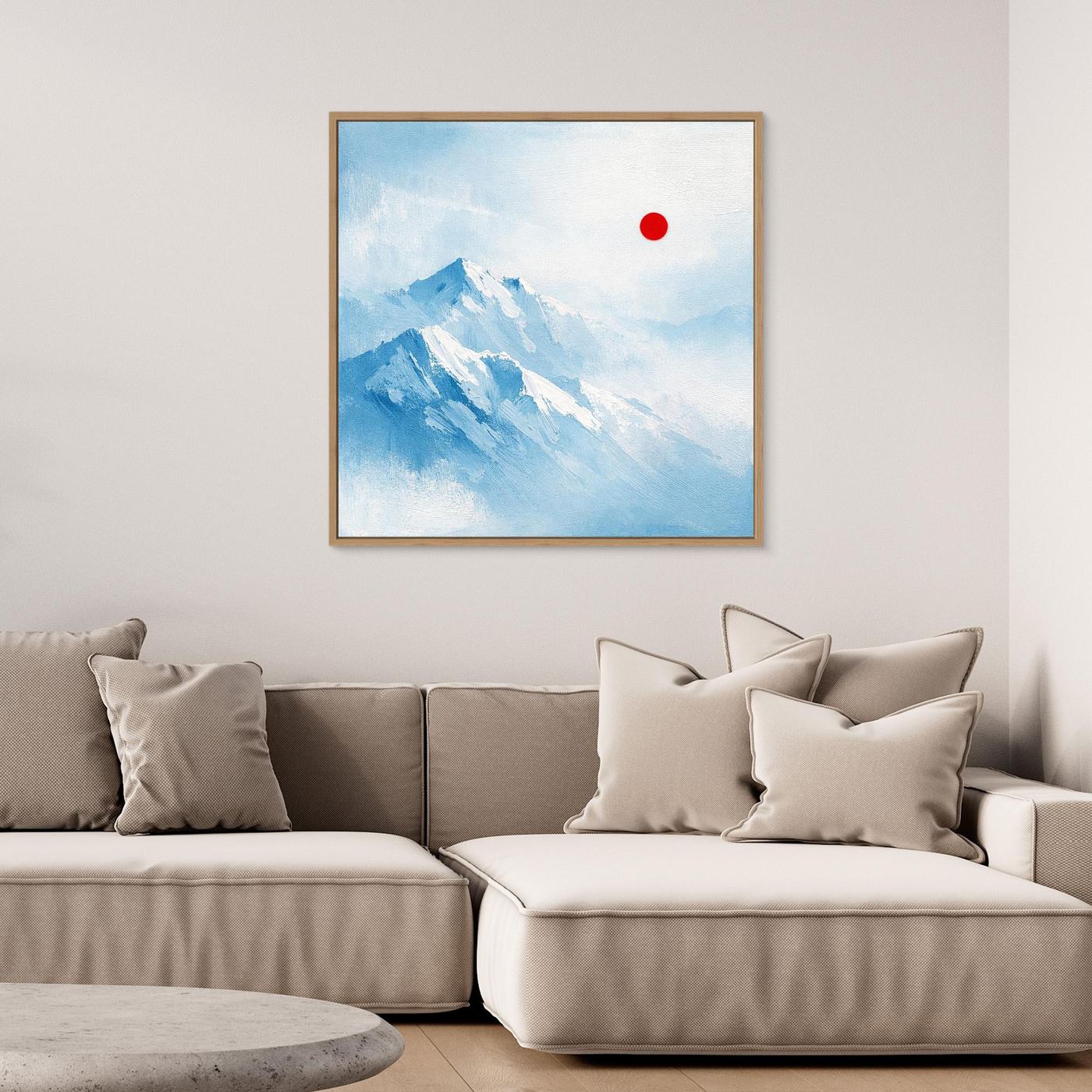 Leinwand Abstraktes Zugspitze Berg Wandbild | Alpin Minimalistisch Blau Weiß