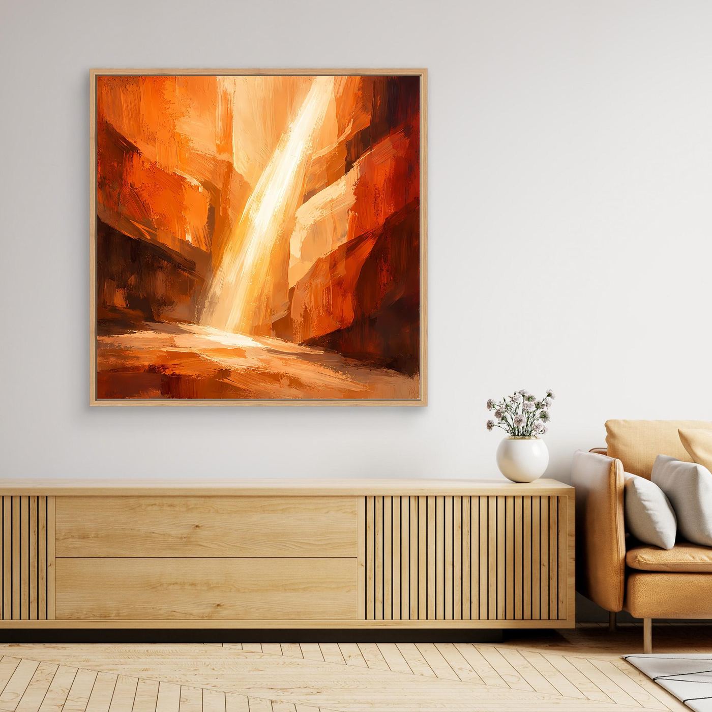 Leinwand Magischer Lichtstrahl im Canyon | Abstraktes Felsen Wandbild