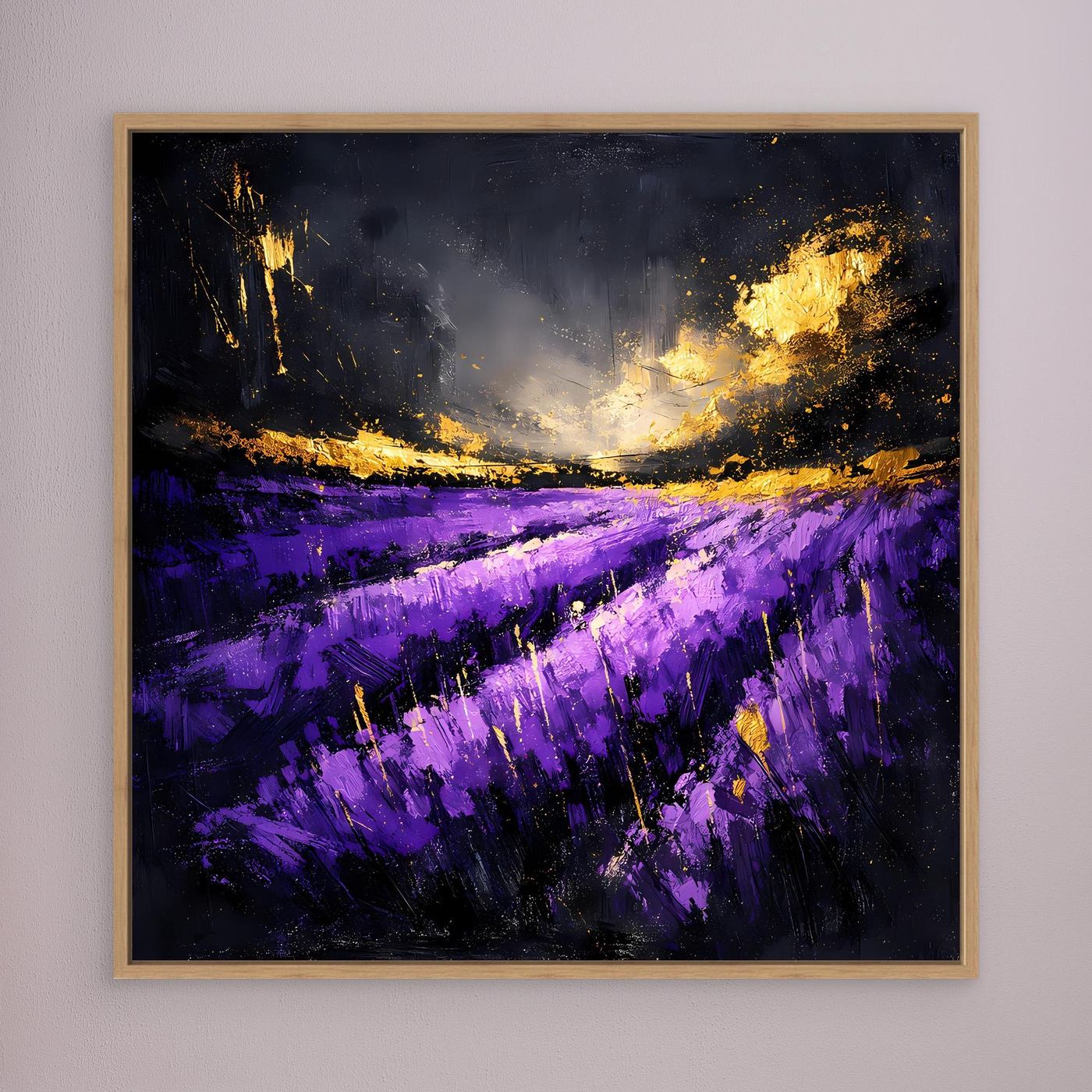 Leinwand Abstraktes Lavendelfeld im Abendlicht | Modernes Natur Wandbild