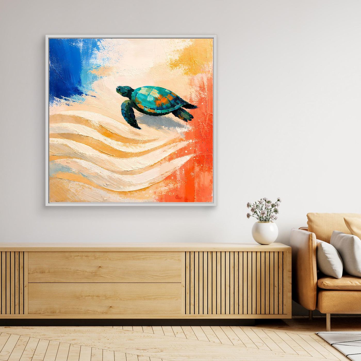 Leinwand Elegante Meeresschildkröte im Ozean | Abstraktes Strand & Meer Wandbild