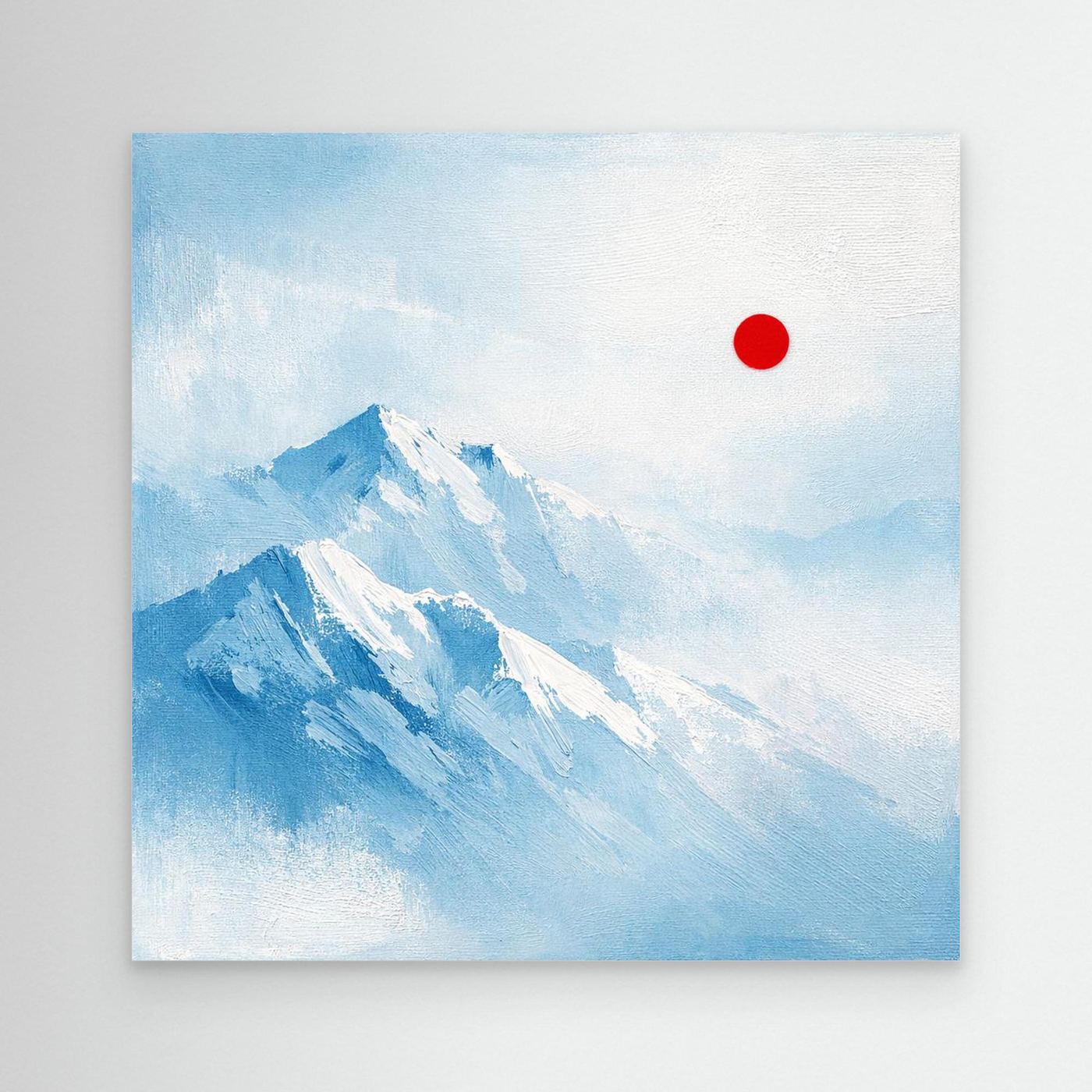 Leinwand Abstraktes Zugspitze Berg Wandbild | Alpin Minimalistisch Blau Weiß