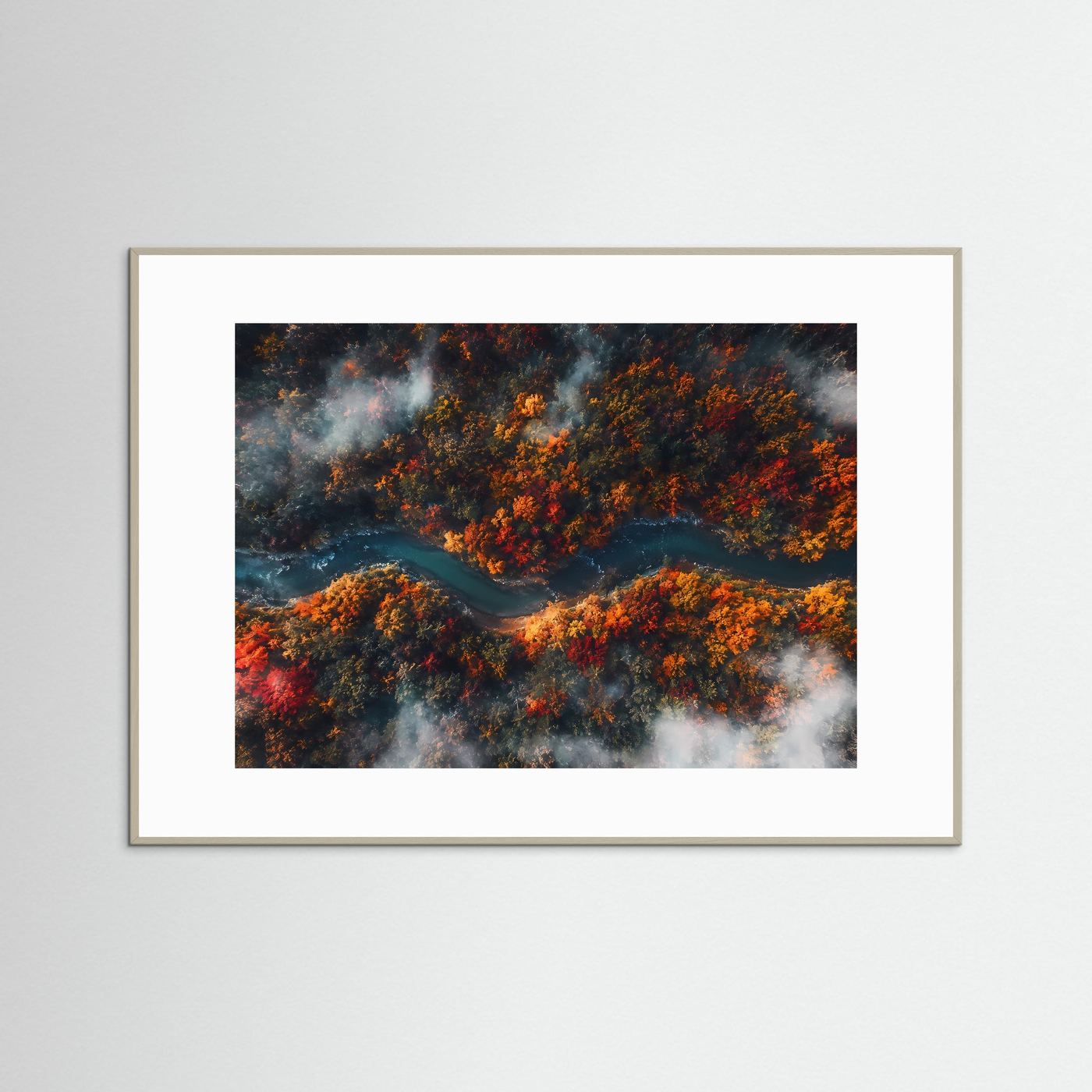 Herbstwald aus der Vogelperspektive | Mystischer Fluss im Nebel