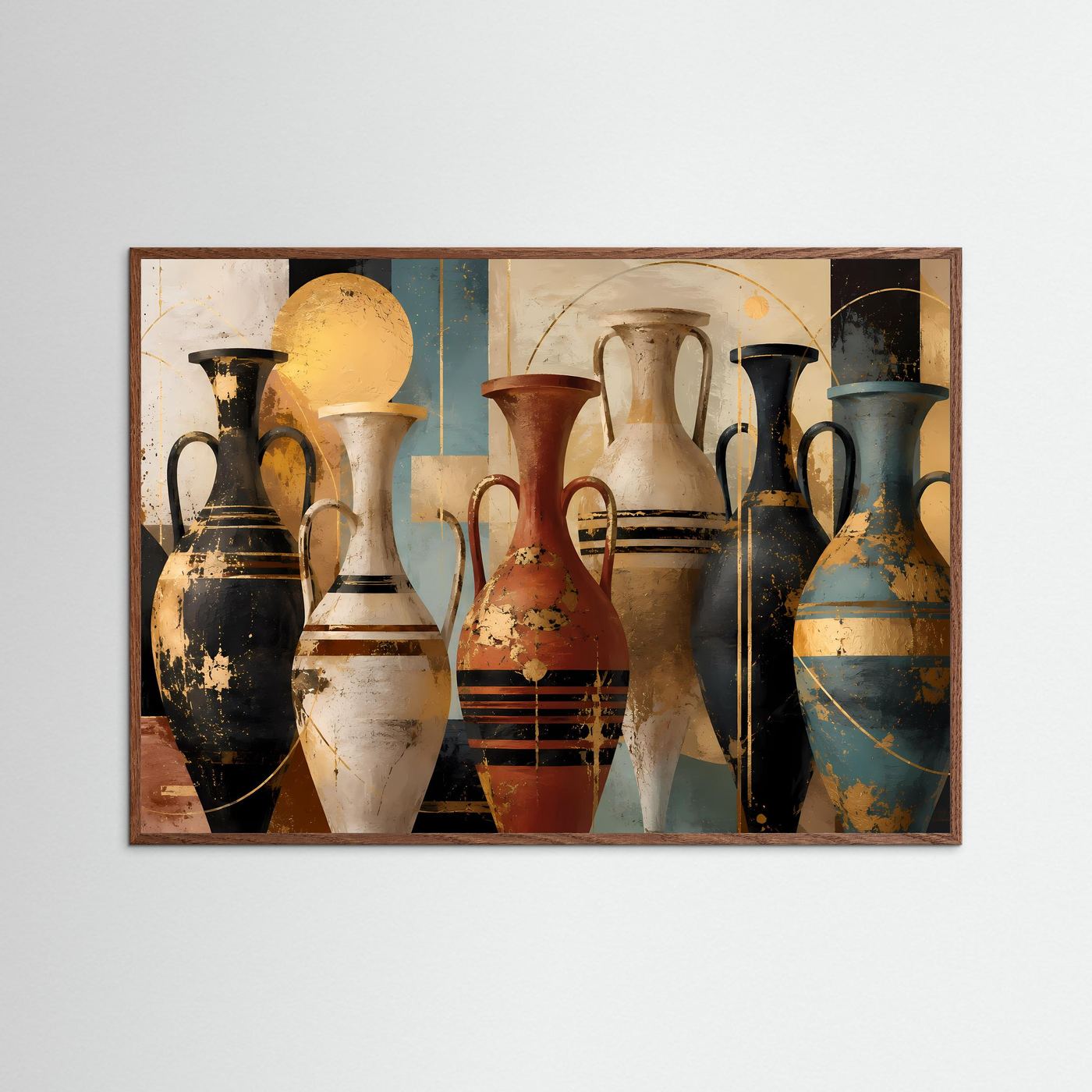 Antike Vasen im modernen Stil | Abstraktes Kunst & Kultur Poster im Querformat
