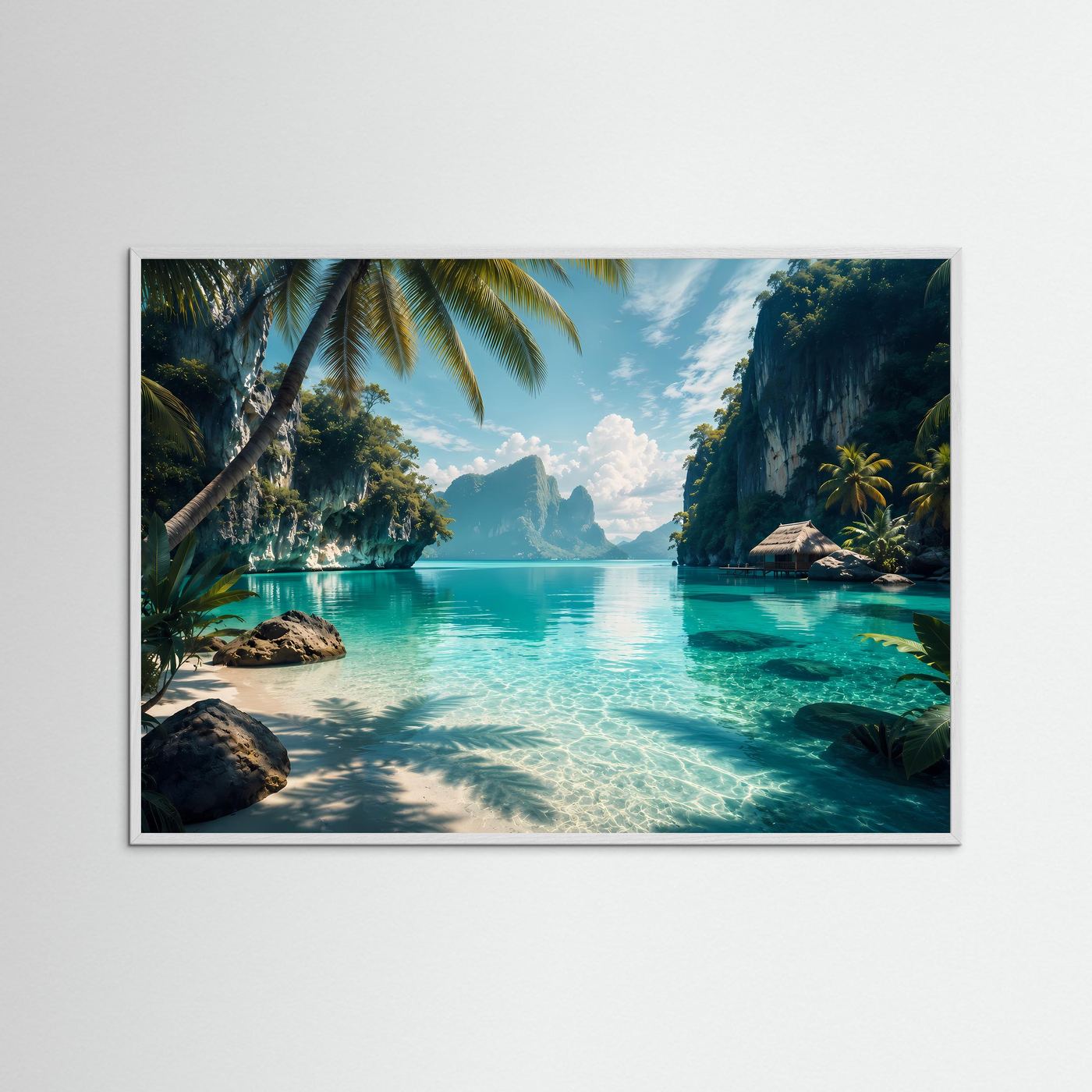Tropische Lagune Wandbild | Paradiesischer Strand Poster | Exotische Insel Landschaft | Türkises Meer Leinwand | Karibik Natur Wanddekoration