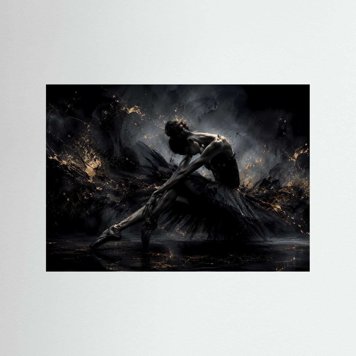 Anmut in Schwarz & Gold | Elegantes Ballerina Poster im Modern Art Stil