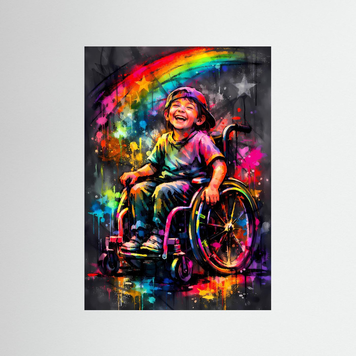 The Joy of Life | Luxuriöses Inklusions Poster Bunt & Dunkel | Abstraktes Kind Kunstposter Hochformat