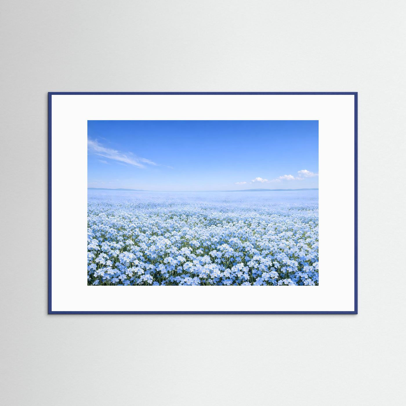 Endloses Vergissmeinnicht Blumenfeld | Blaues Blütenmeer Natur Poster Querformat