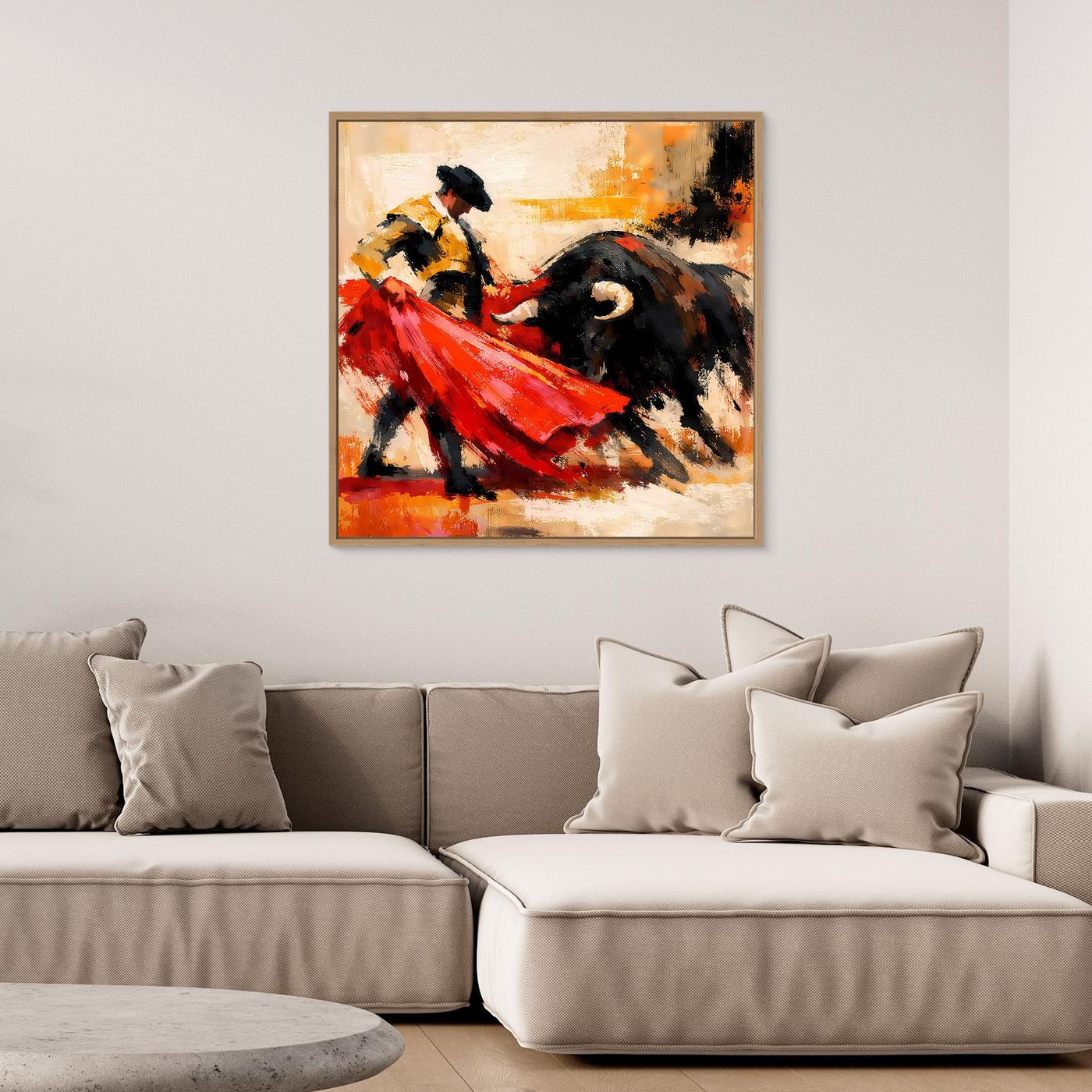 Premium Leinwand Matador und Stier Abstrakt | Modernes Kunst Poster Spanien Wandbild