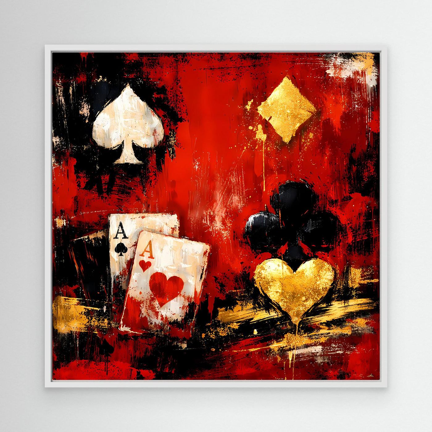 Leinwand Abstraktes Poker-Design mit Assen | Modernes Spielkarten Wandbild Kunst