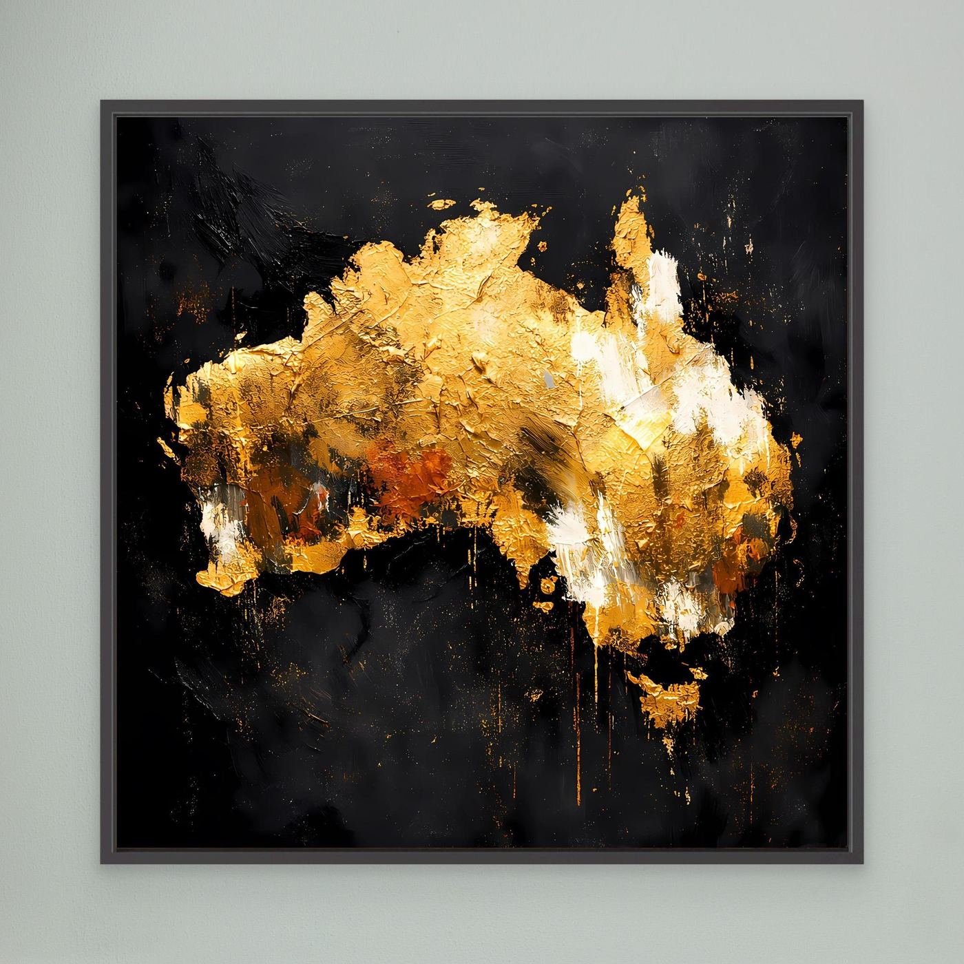Leinwand Goldene Landkarte von Australien | Modernes Luxus Wandbild Kontinent