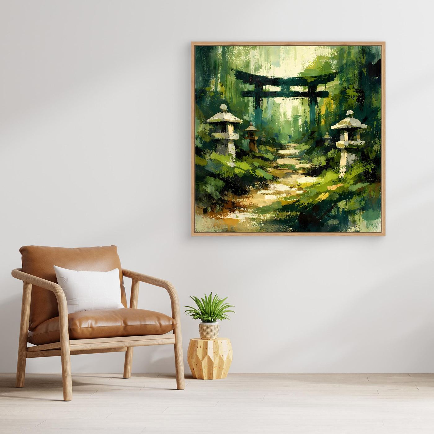 Leinwand Mystischer Torii-Pfad im Wald | Traditionelles Japan-Wandbild auf echter Leinwand