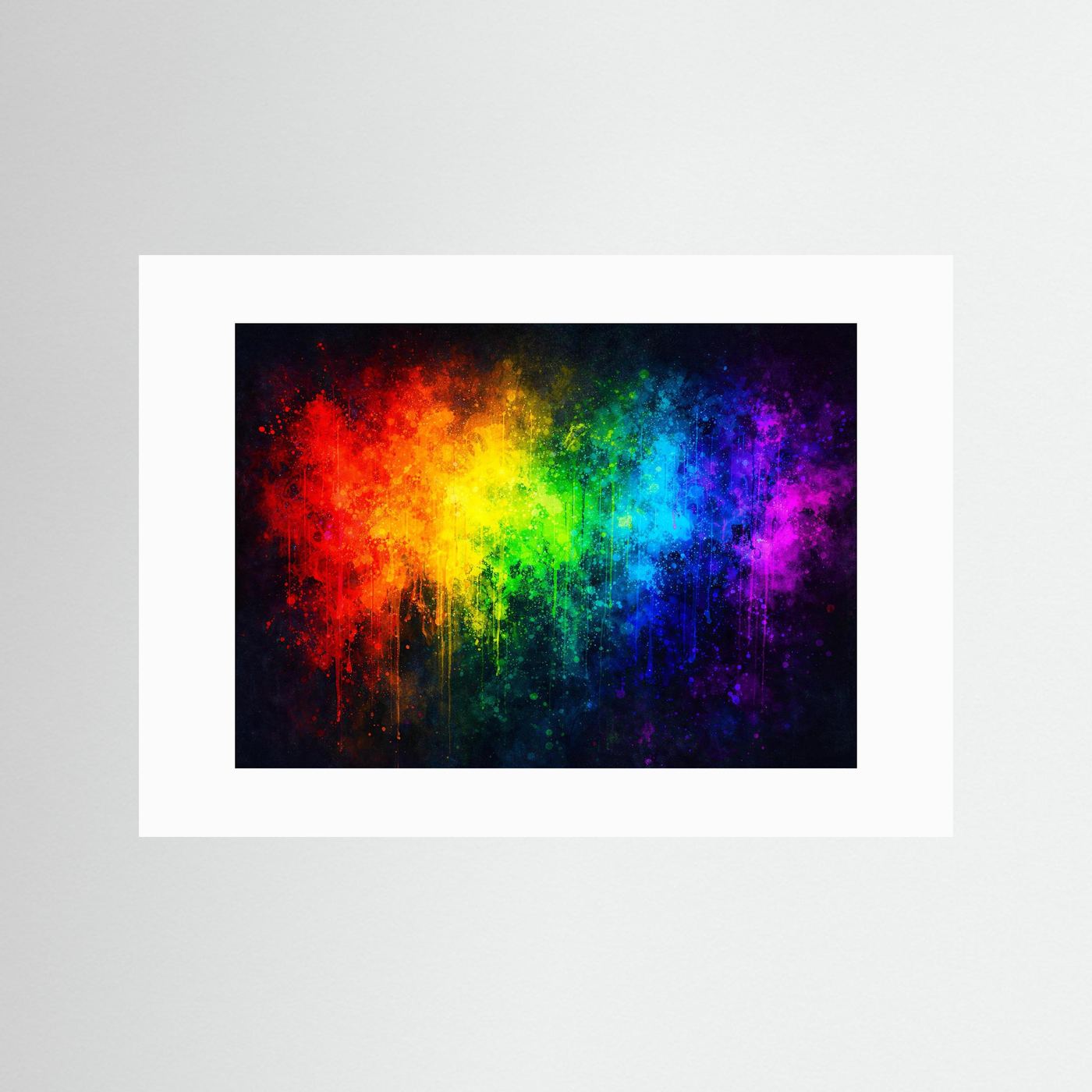 Abstrakte Regenbogen Farbexplosion | Buntes Modernes Wandbild & Kunst Poster Querformat