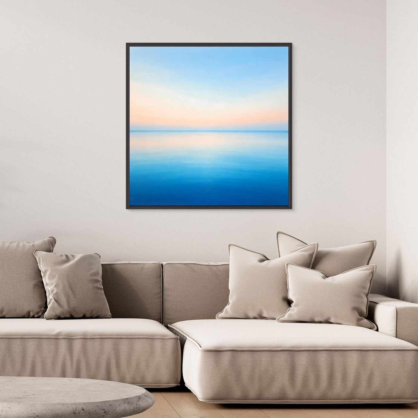 Leinwand Minimalistischer Meereshorizont im Pastelllicht | Abstraktes Ozean Wandbild