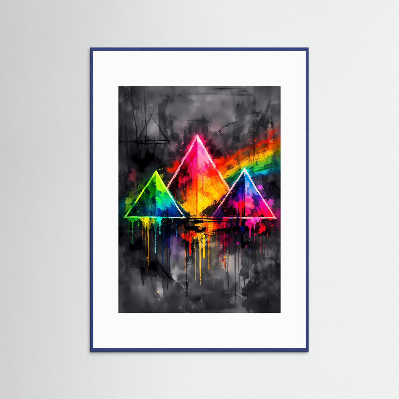 Prisma der Wüste | Modernes Pyramiden Poster bunt | Abstraktes Geometrie Kunstposter Hochformat