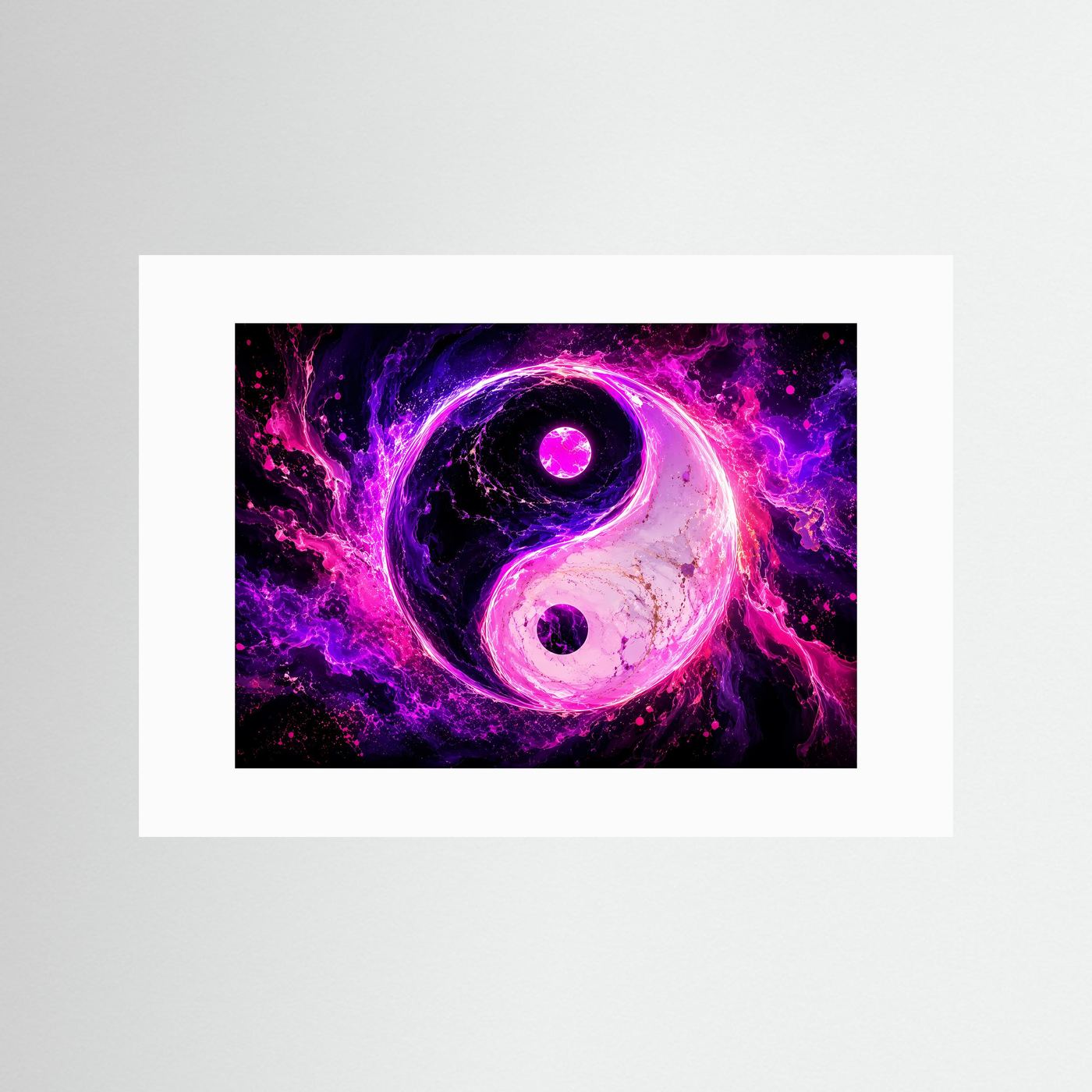 Yin Yang Poster Neon Pink | Spirituelle Wandkunst | Abstraktes Balance Symbol | Moderne Zen Kunst | Energie & Harmonie | Premium Fine Art