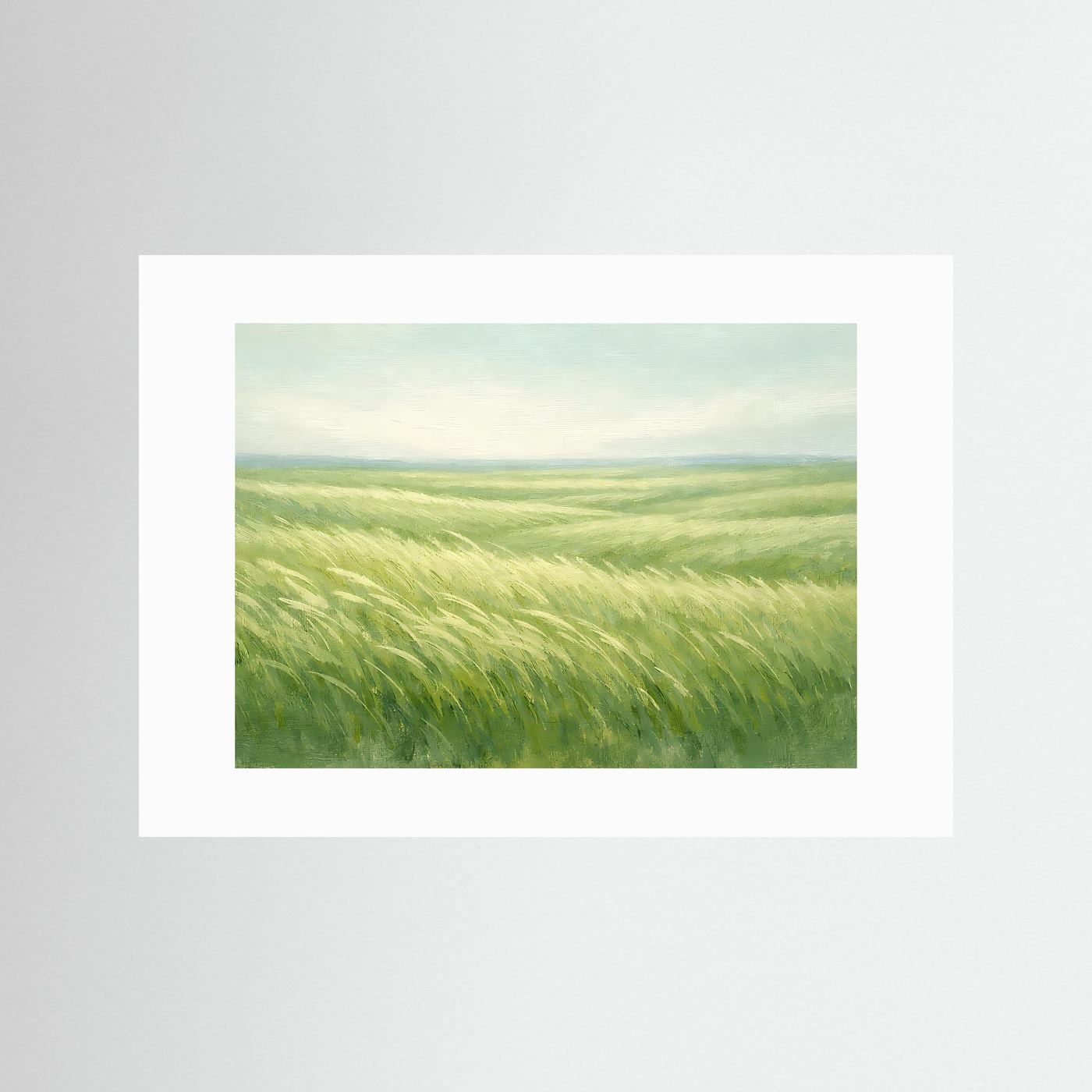 Weite Graslandschaft im Wind | Beruhigende Natur & Wiese Poster Querformat