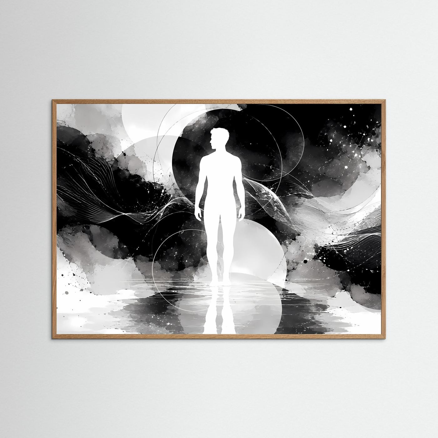 Abstrakte Mensch Silhouette Schwarz Weiß Poster | Minimalistische Line Art | Moderne Wandkunst | Spirituelles Design | Zeitgenössische Leinwand
