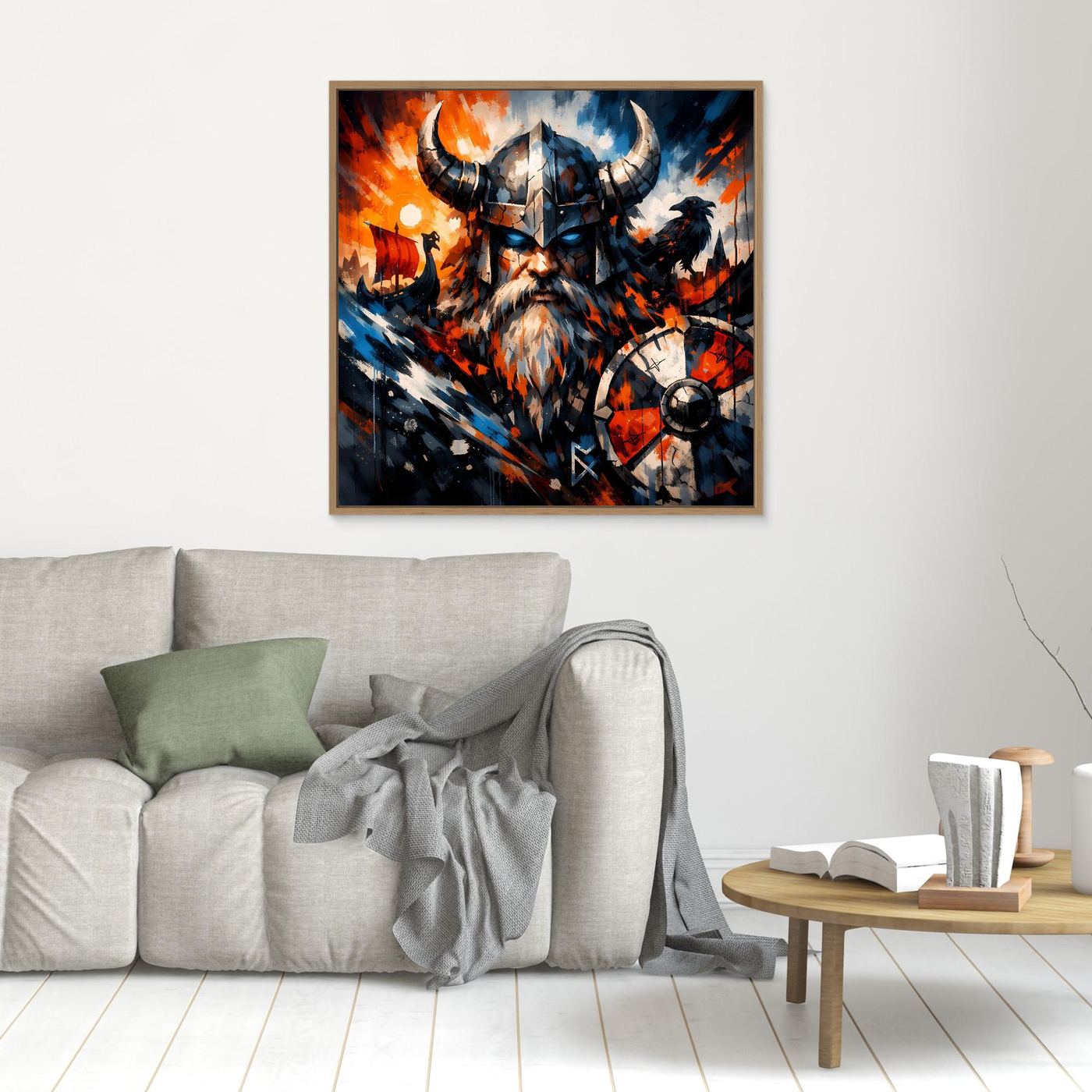Leinwand Mythischer Wikinger-Krieger | Modernes Abstraktes Nordmann Wandbild