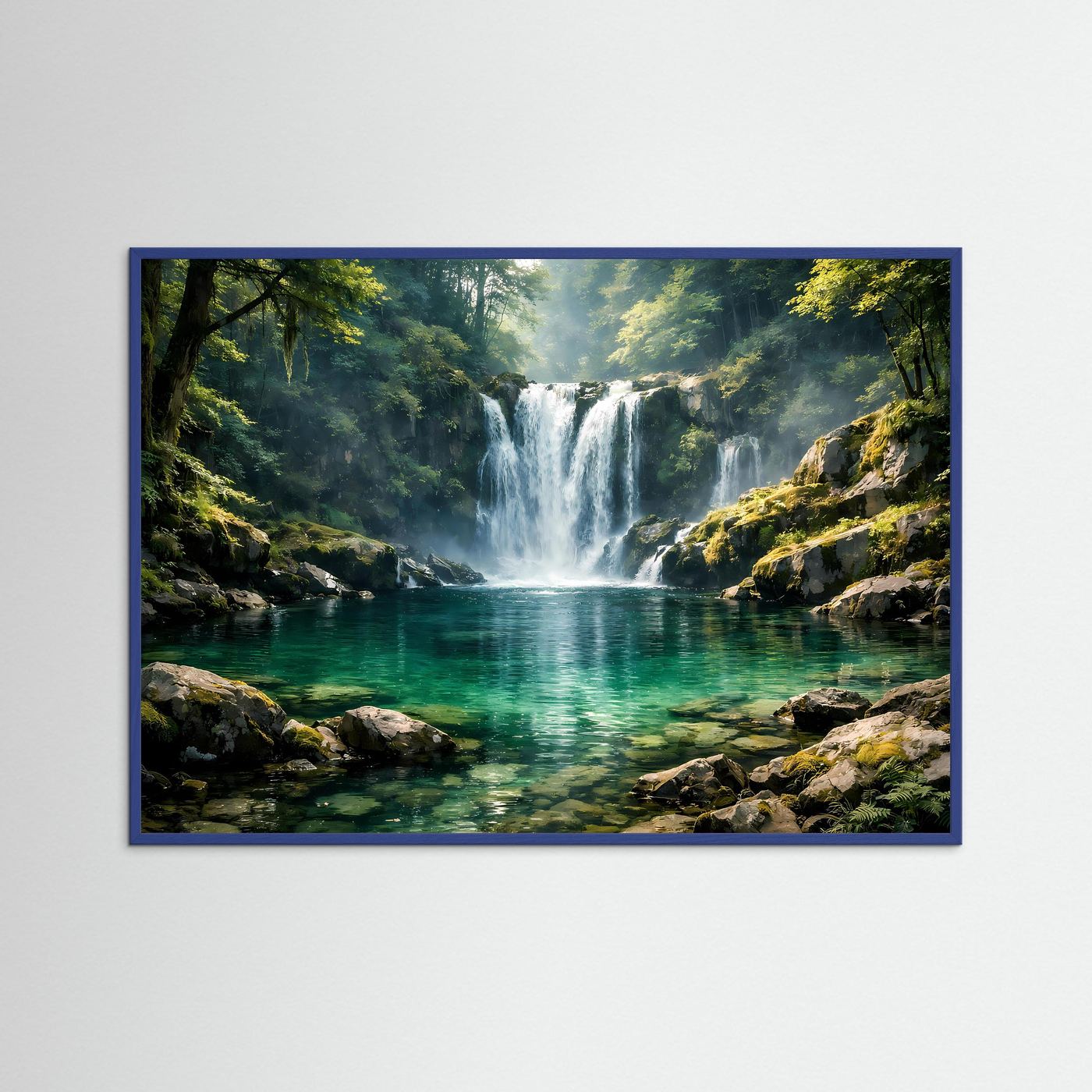 Idyllischer Wasserfall im Zauberwald | Natur Panorama Wandbild & Kunst Poster Querformat