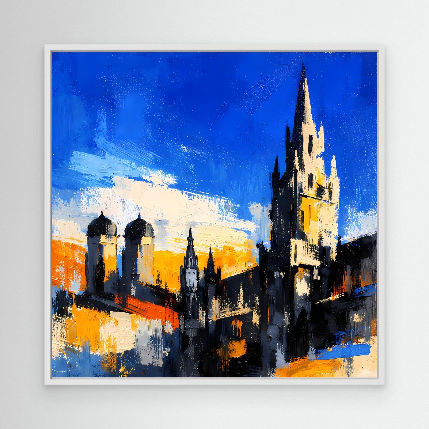 Leinwand Historische Stadtkulisse bei Sonnenuntergang | Abstraktes Architektur Wandbild