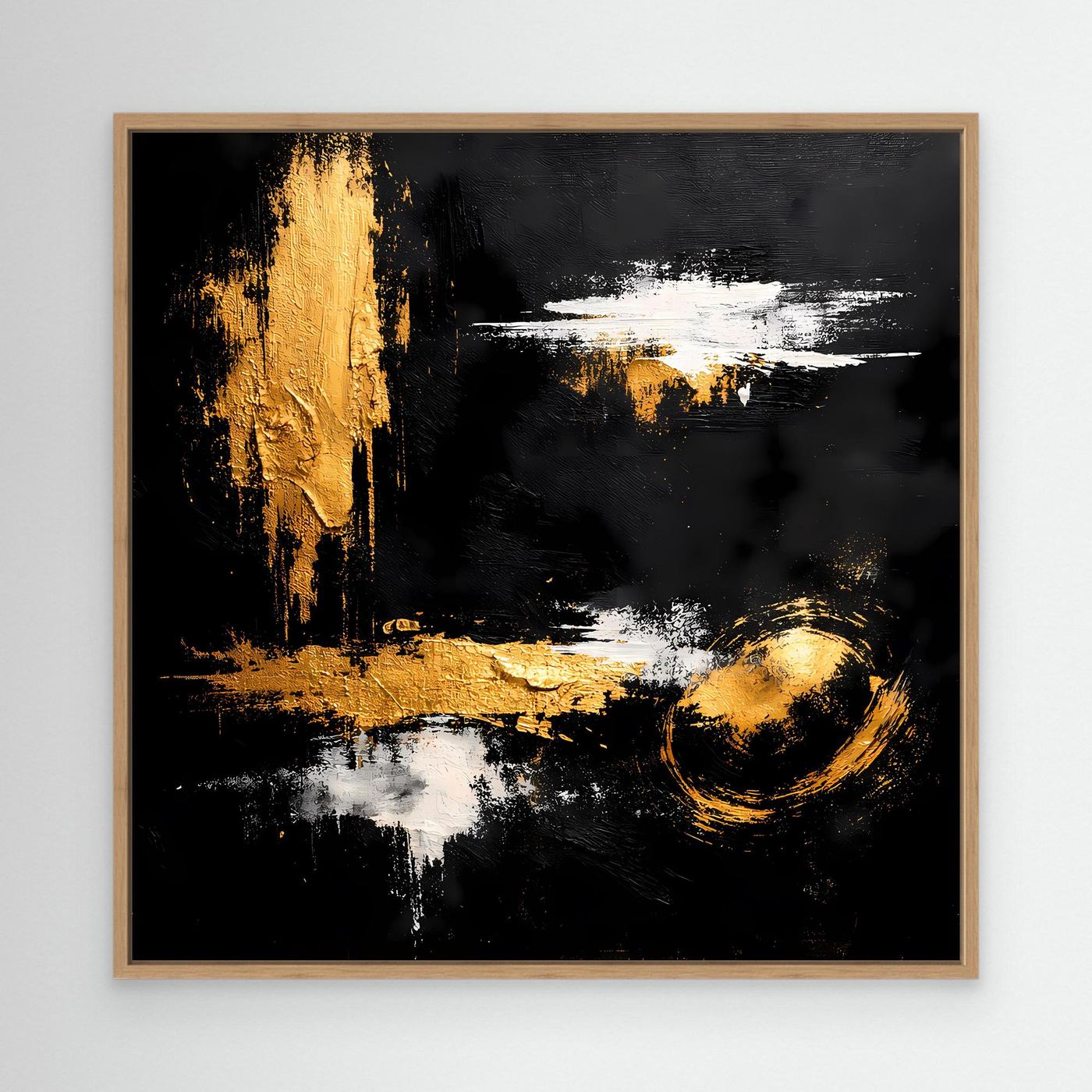 Leinwand Abstraktes Meisterwerk in Gold und Weiß | Modernes Galerie Wandbild