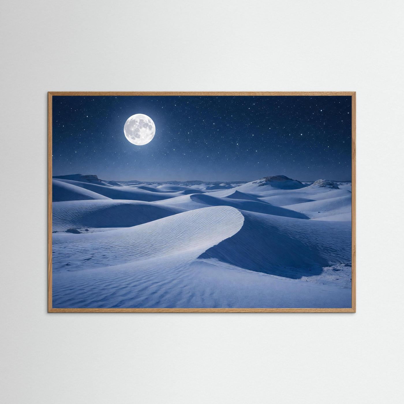 Poster Wüstenlandschaft bei Vollmond | Majestätisches Sternenhimmel Wandbild