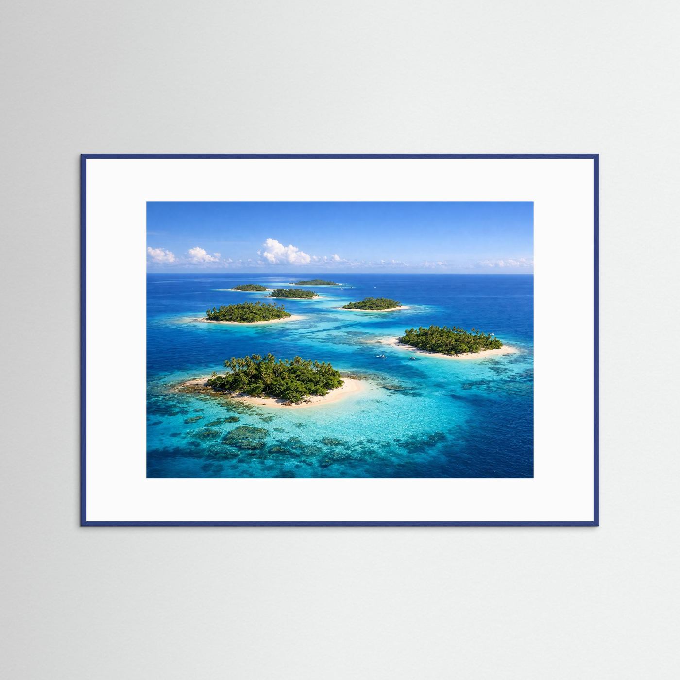 Tropisches Inselparadies aus der Vogelperspektive | Panorama Lagune & Atoll Poster Querformat