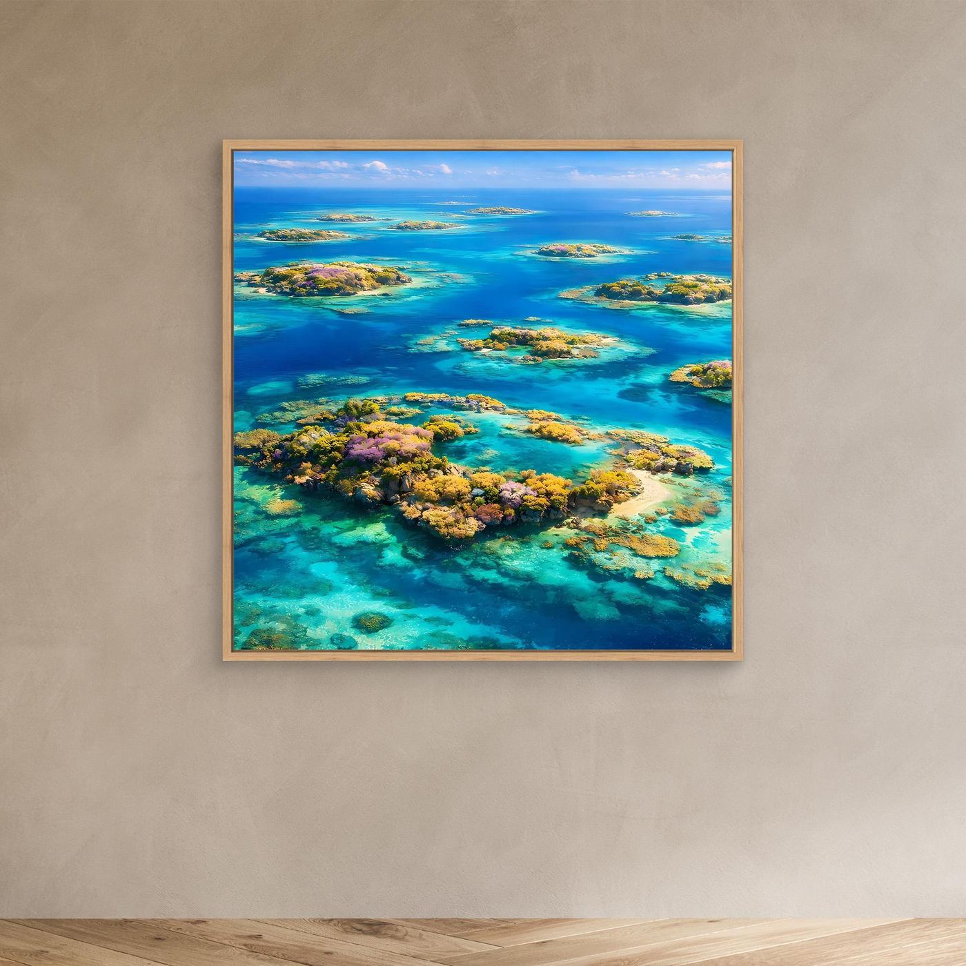 Leinwandbild Paradiesische Inselwelt | Tropisches Atoll Wandbild auf echtem Holzkeilrahmen