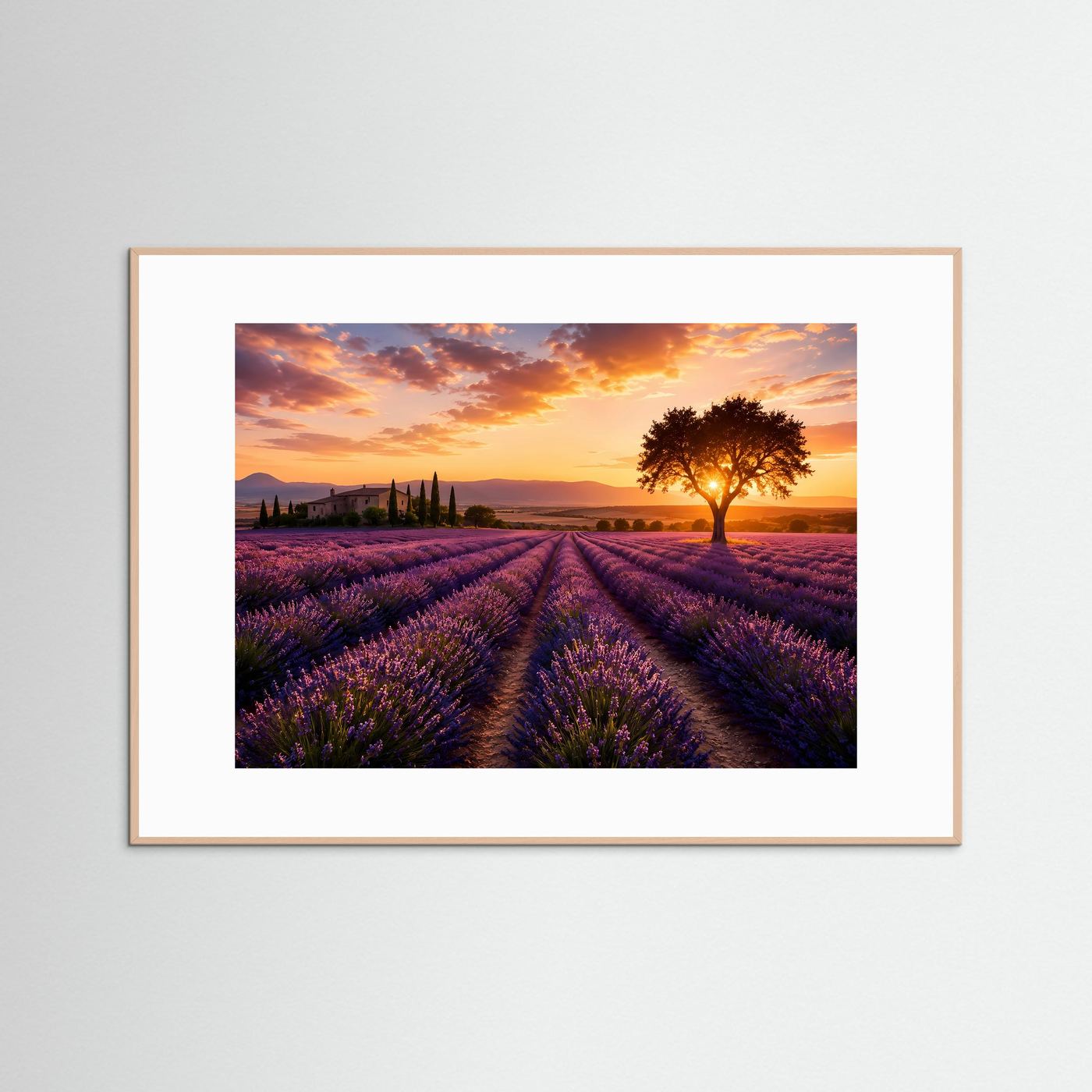 Lavendelzauber in der Provence | Romantisches Sonnenuntergang Poster im Querformat