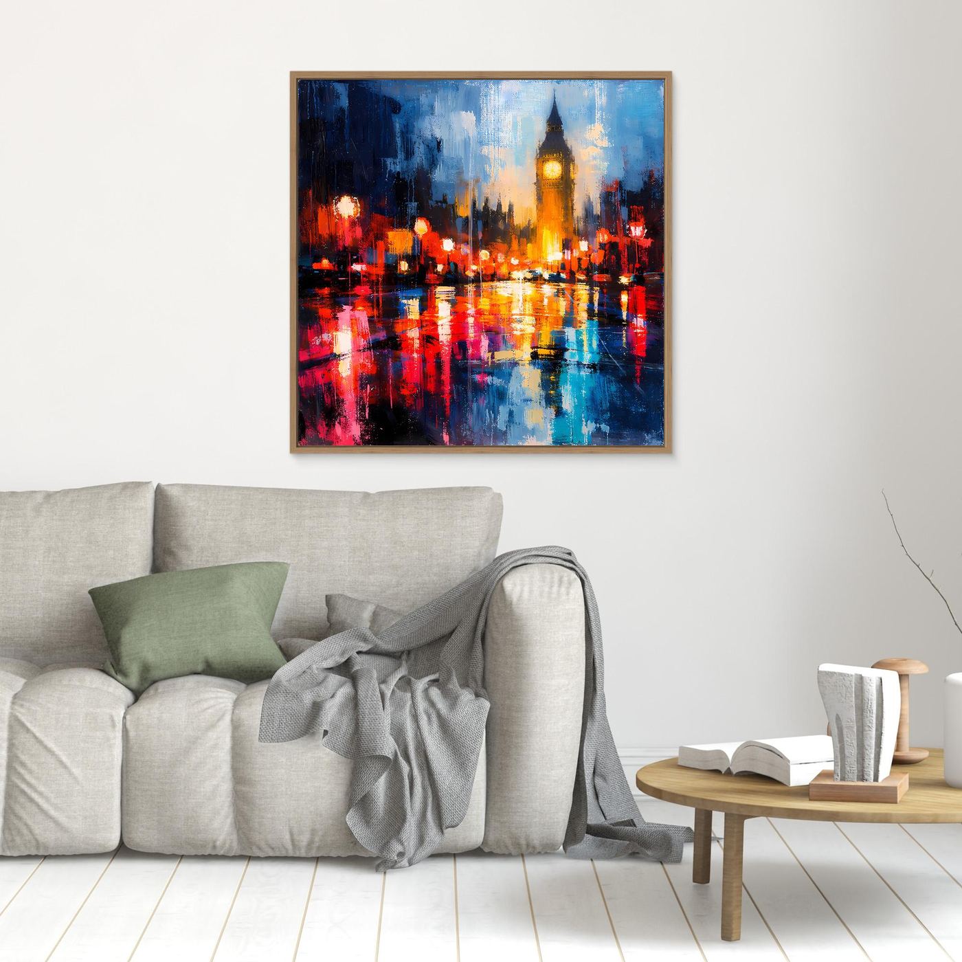 Leinwand Abstraktes Big Ben London Gemälde | Modernes Urbanes Wandbild bei Nacht