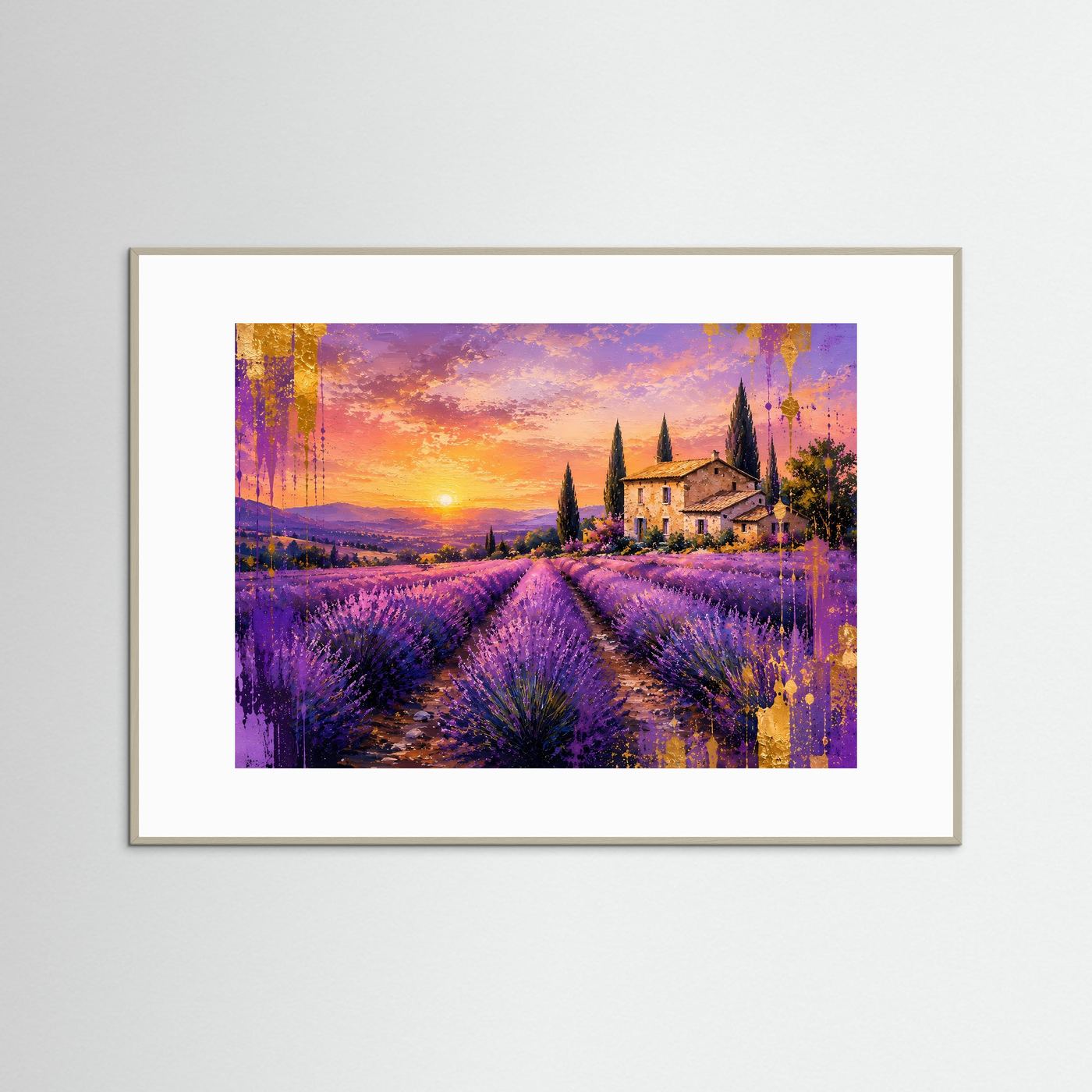 Träumerische Lavendelfelder in der Provence | Sonnenuntergang & Toskana Poster Querformat