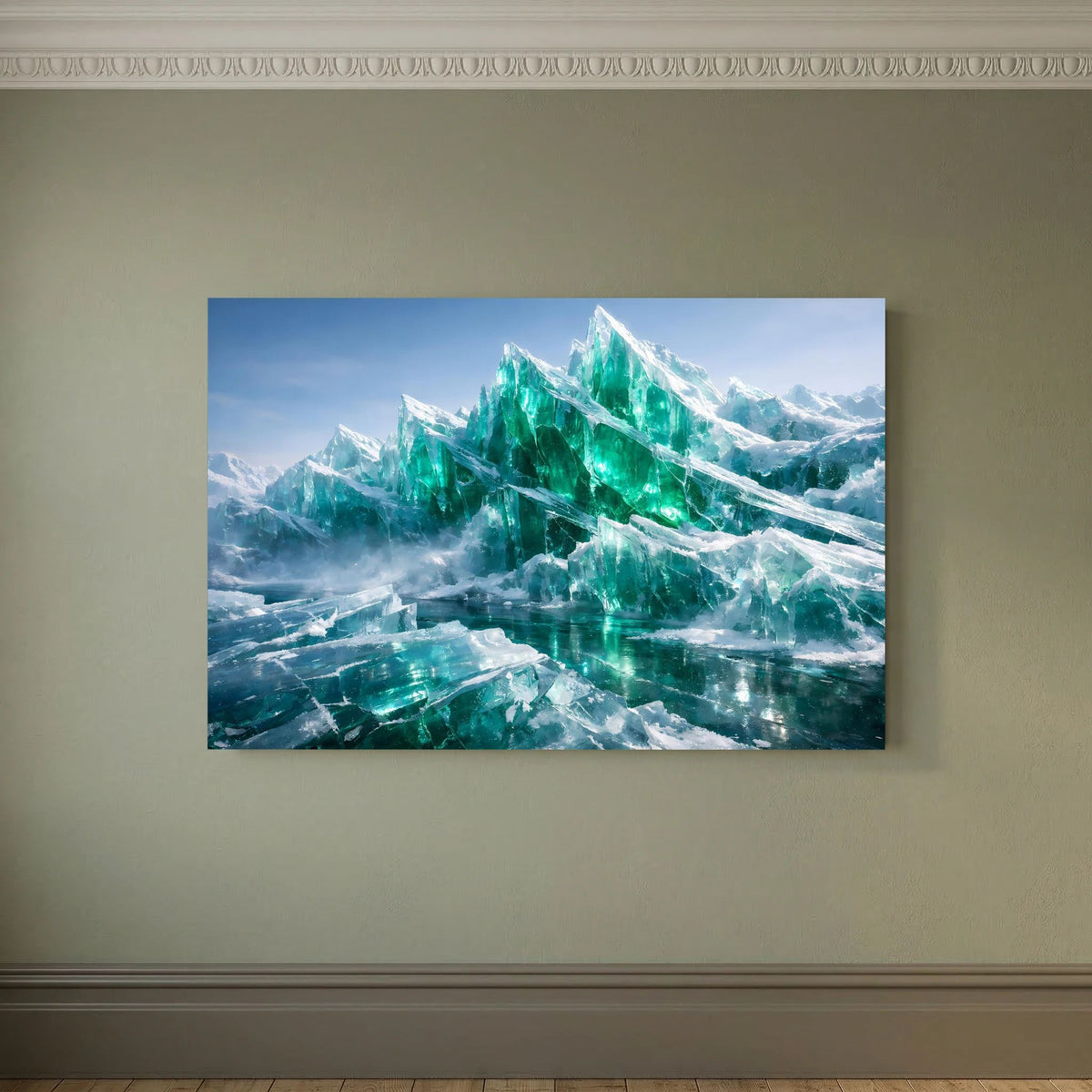 Wandposter mit smaragdgrünen Eisbergen, Querformat