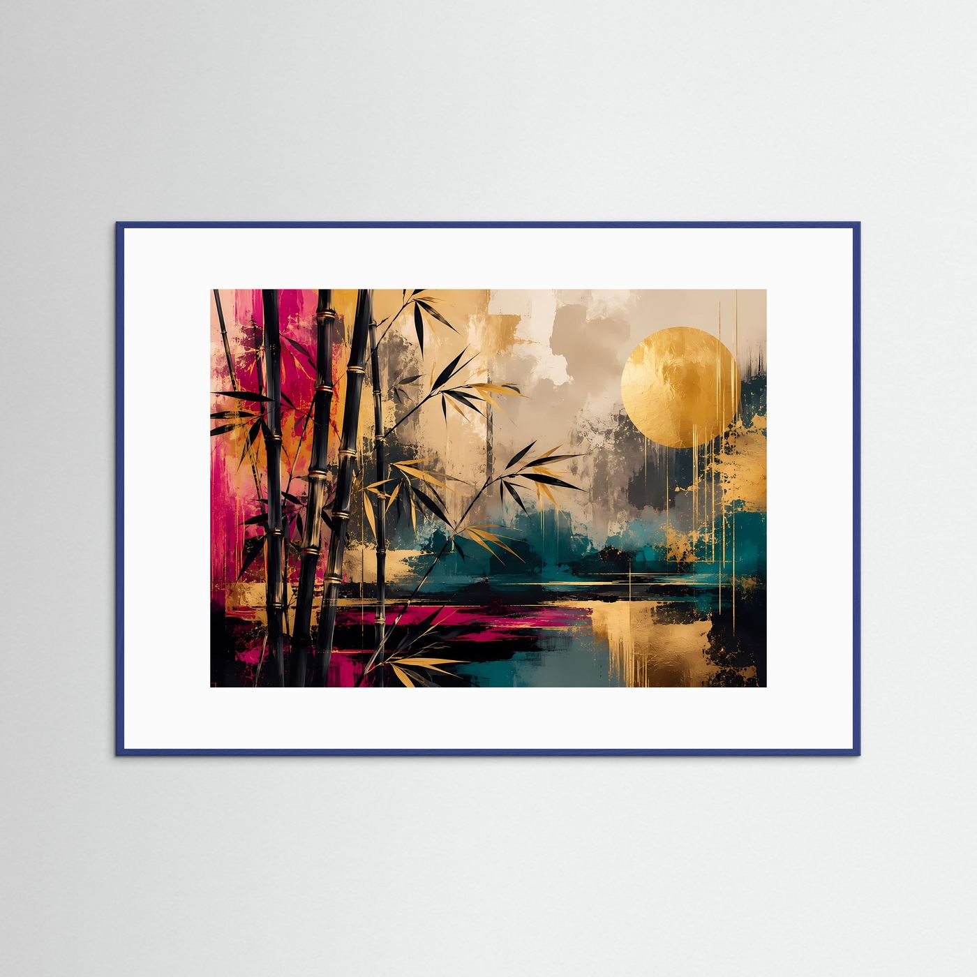 Bambus Poster | Japanische Wandkunst | Abstrakte Zen Kunst | Gold Schwarz Modernes Wandbild | Asiatische Leinwand Deko