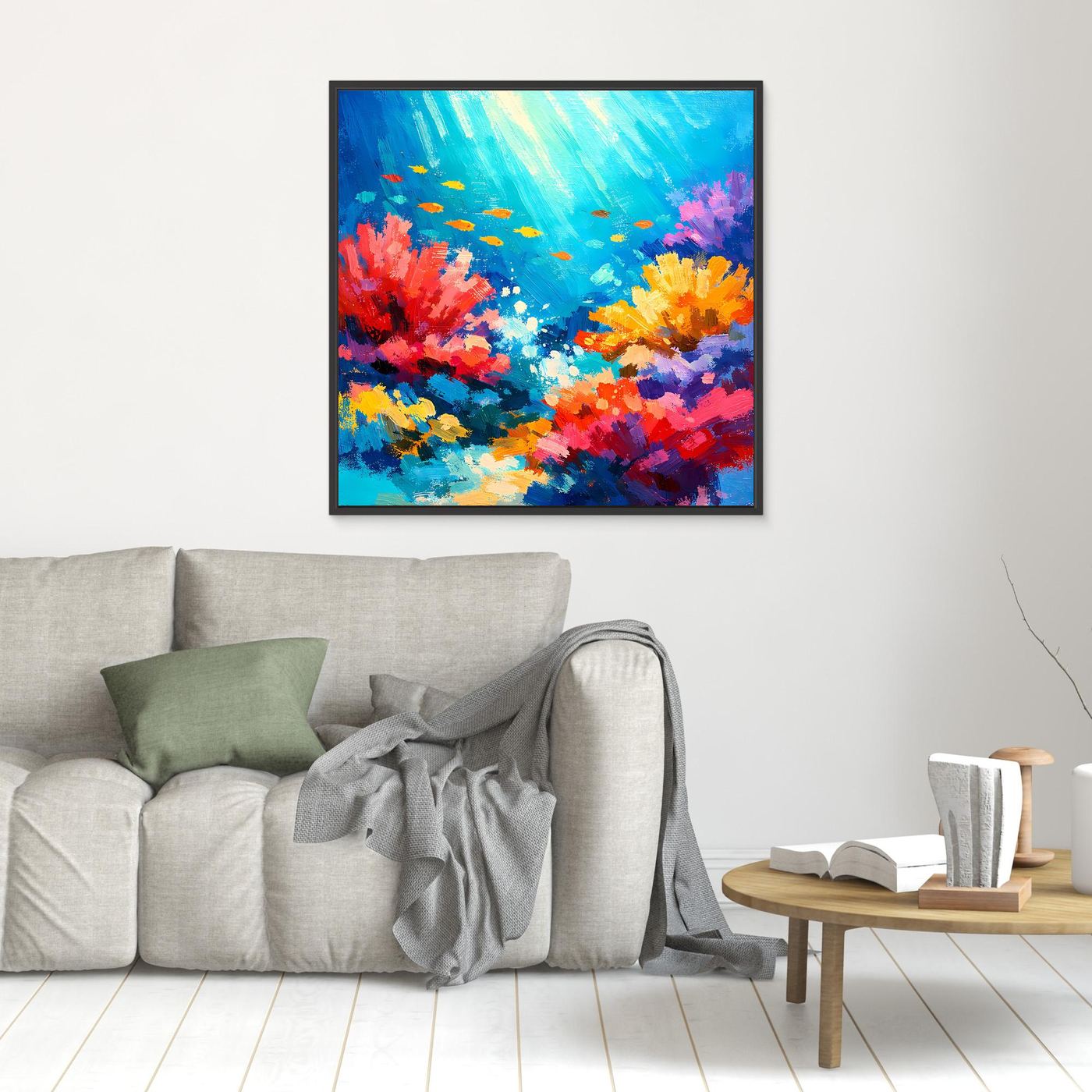 Leinwand Abstraktes Korallenriff Unterwasser | Modernes Ozean Wandbild Bunt