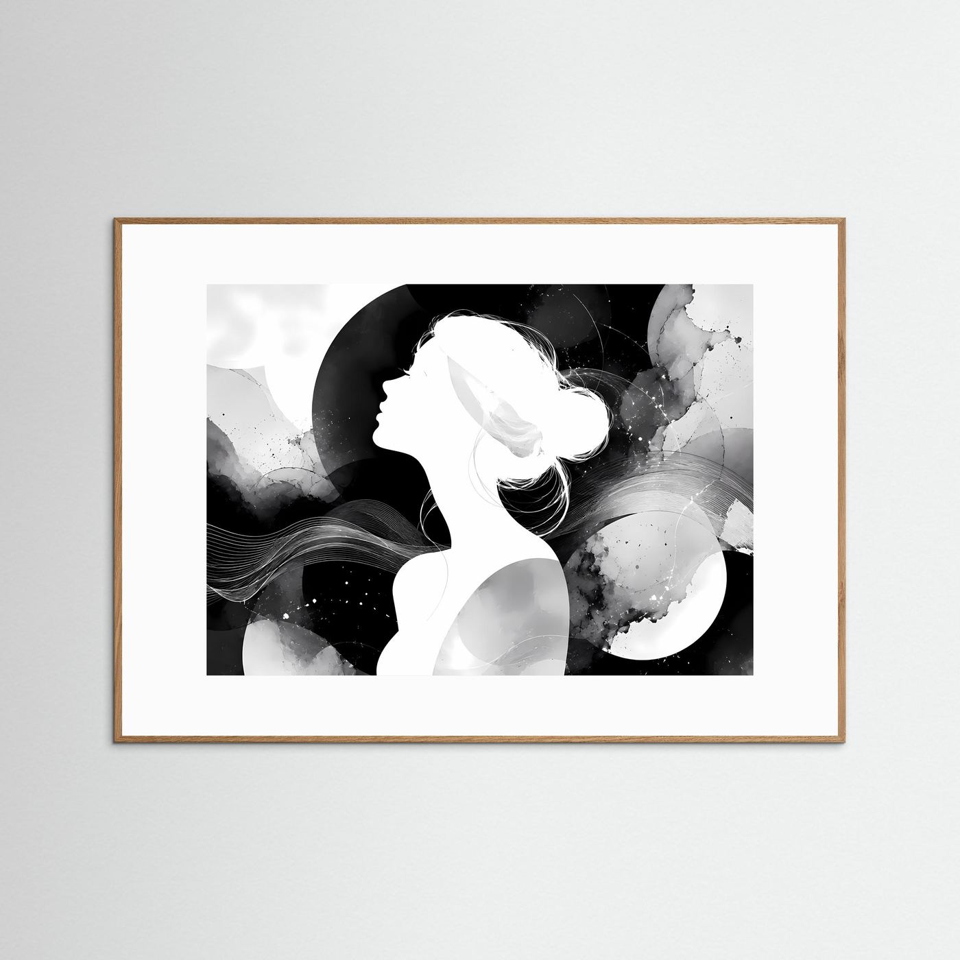 Abstrakte Frauen Silhouette Schwarz Weiß | Minimalistische Wandkunst | Modernes Line Art Poster | Elegante Monochrome Kunst | Zeitlose Leinwand