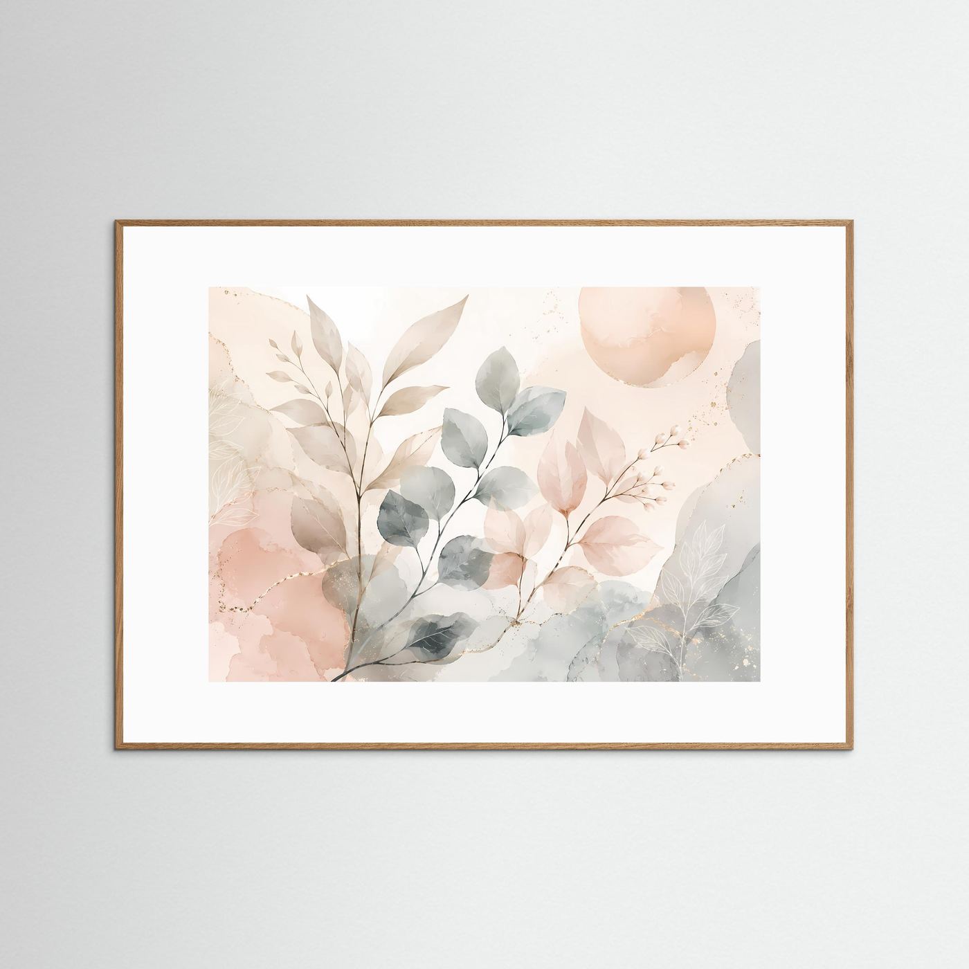 Botanische Aquarell Blätter Poster | Pastell Pflanzen Wandkunst | Minimalistische Botanical Art | Beige Salbeigrün Leinwand | Modernes Naturbild