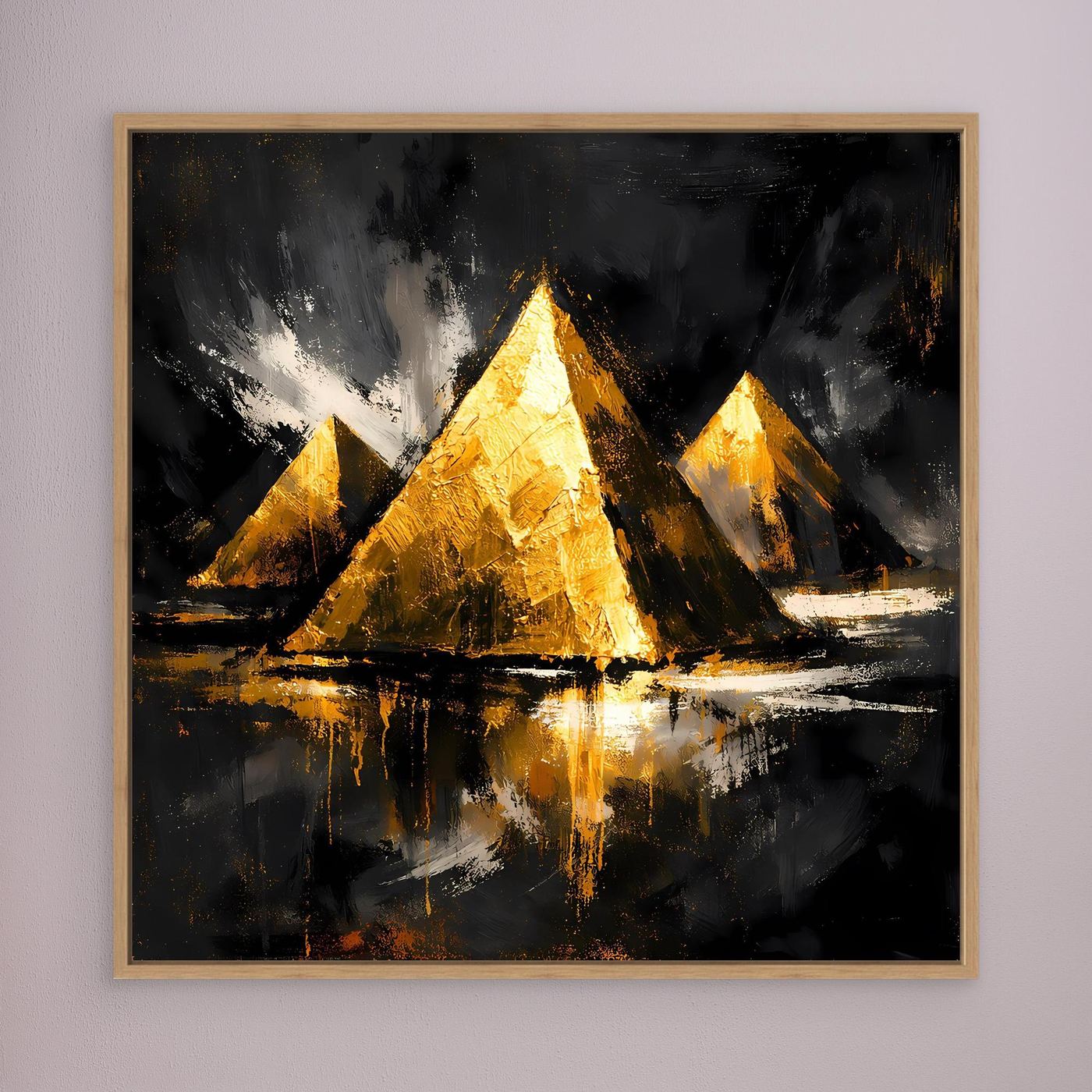 Leinwand Goldene Pyramiden von Gizeh | Abstraktes Ägypten Wandbild Modern