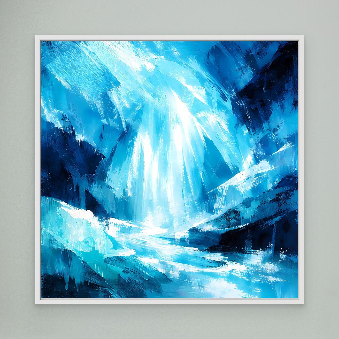 Leinwand Magischer Eiswasserfall | Abstraktes Natur Fantasy Wandbild