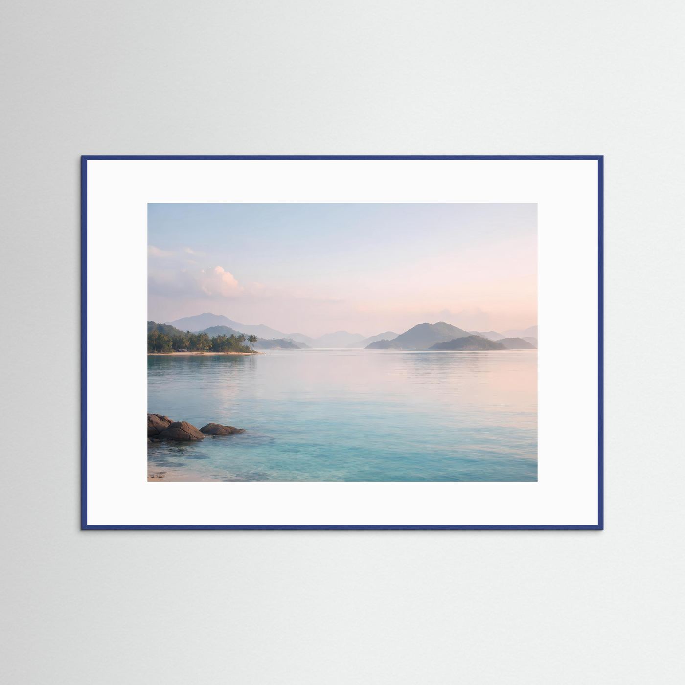 Tropische Bucht im Morgengrauen | Paradiesisches Insel Panorama Poster Querformat