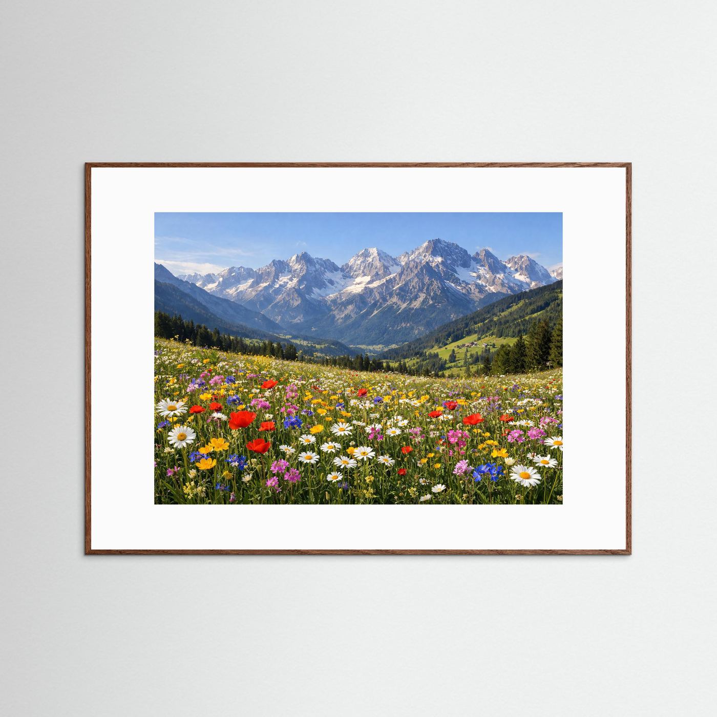 Blühende Alpenwiese vor schroffen Gipfeln | Panorama Berg & Natur Poster Querformat