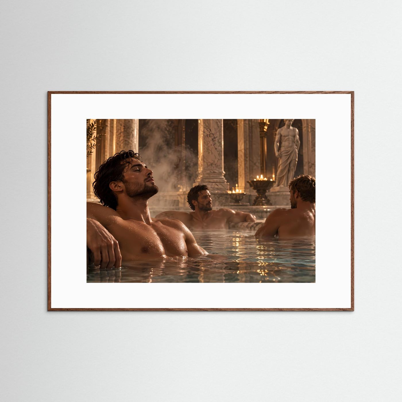 Luxuriöse römische Badehalle – Antikes Spa Motiv mit Marmor, Säulen & Figurenkunst
