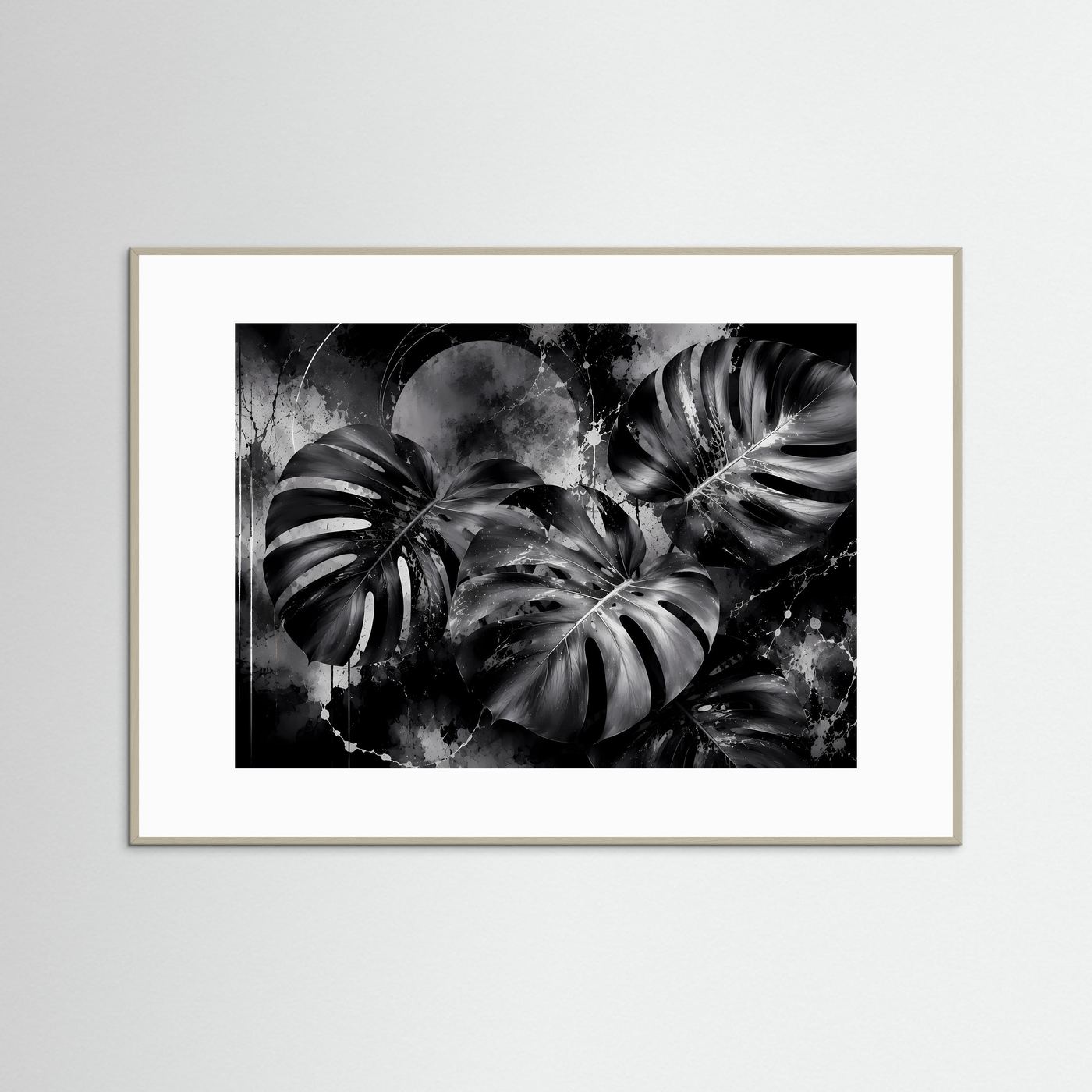 Monstera Schwarz Weiß Wandbild | Moderne Botanische Kunst | Tropische Blätter in Monochrom | Minimalistisches Pflanzen Poster | Elegante Premium Wanddekoration