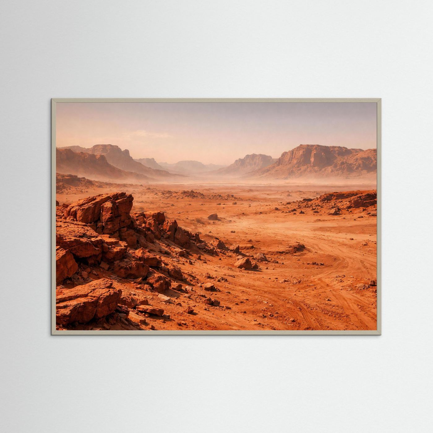 Weite des Canyons im Dunst | Rote Wüstenlandschaft & Natur Poster Querformat